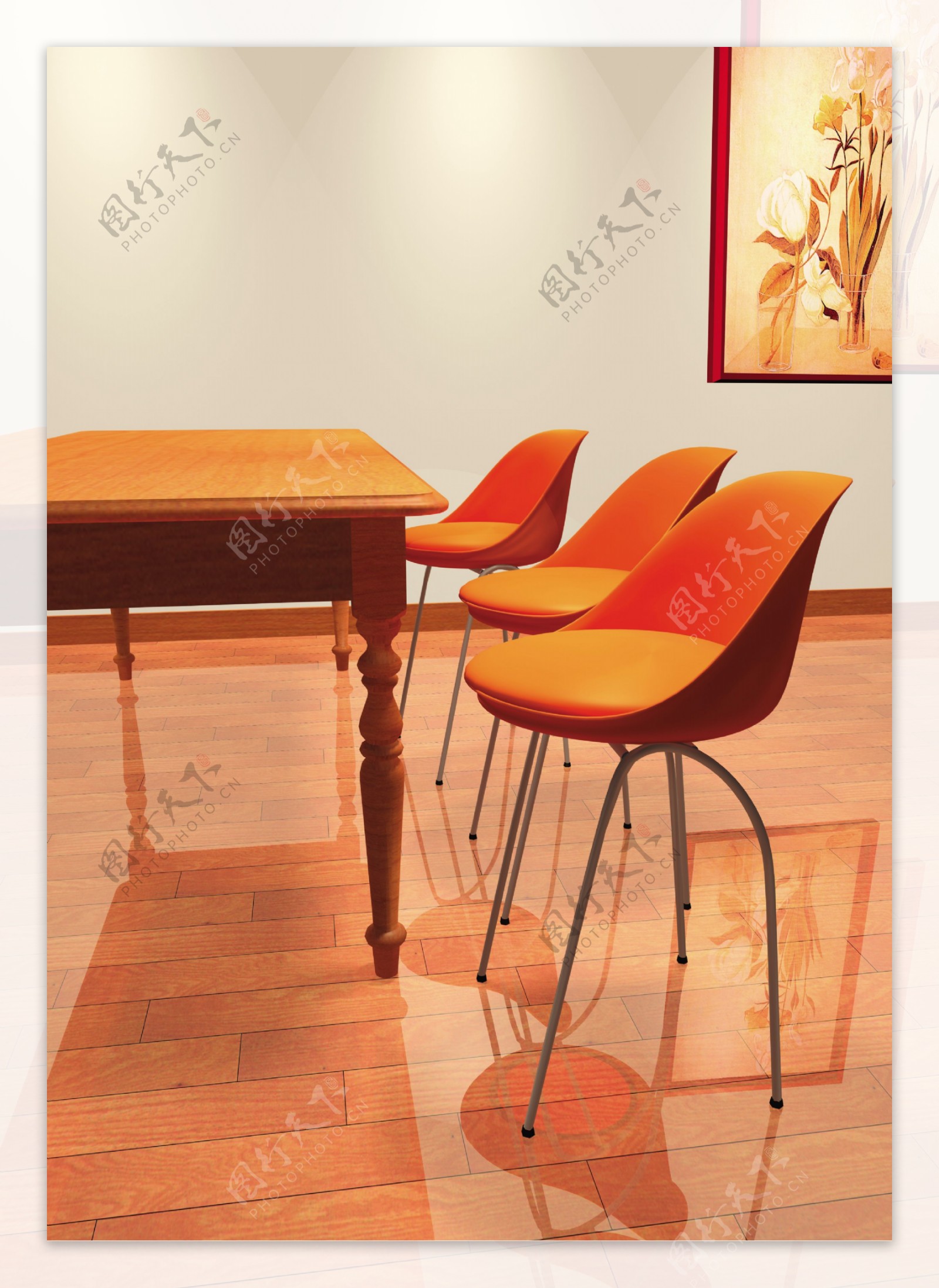 木制餐桌与椅子图片