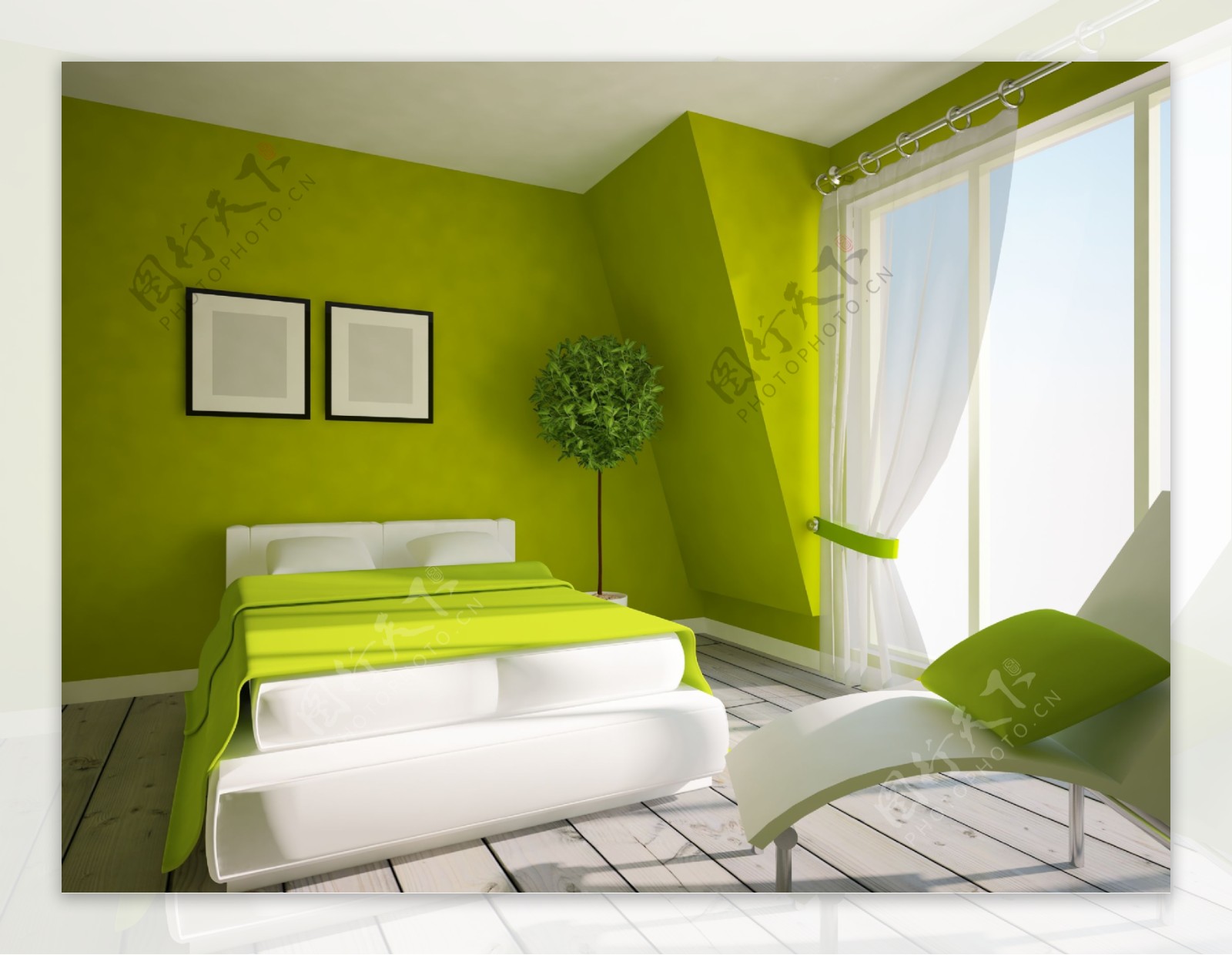 绿色风格卧室装修设计图片