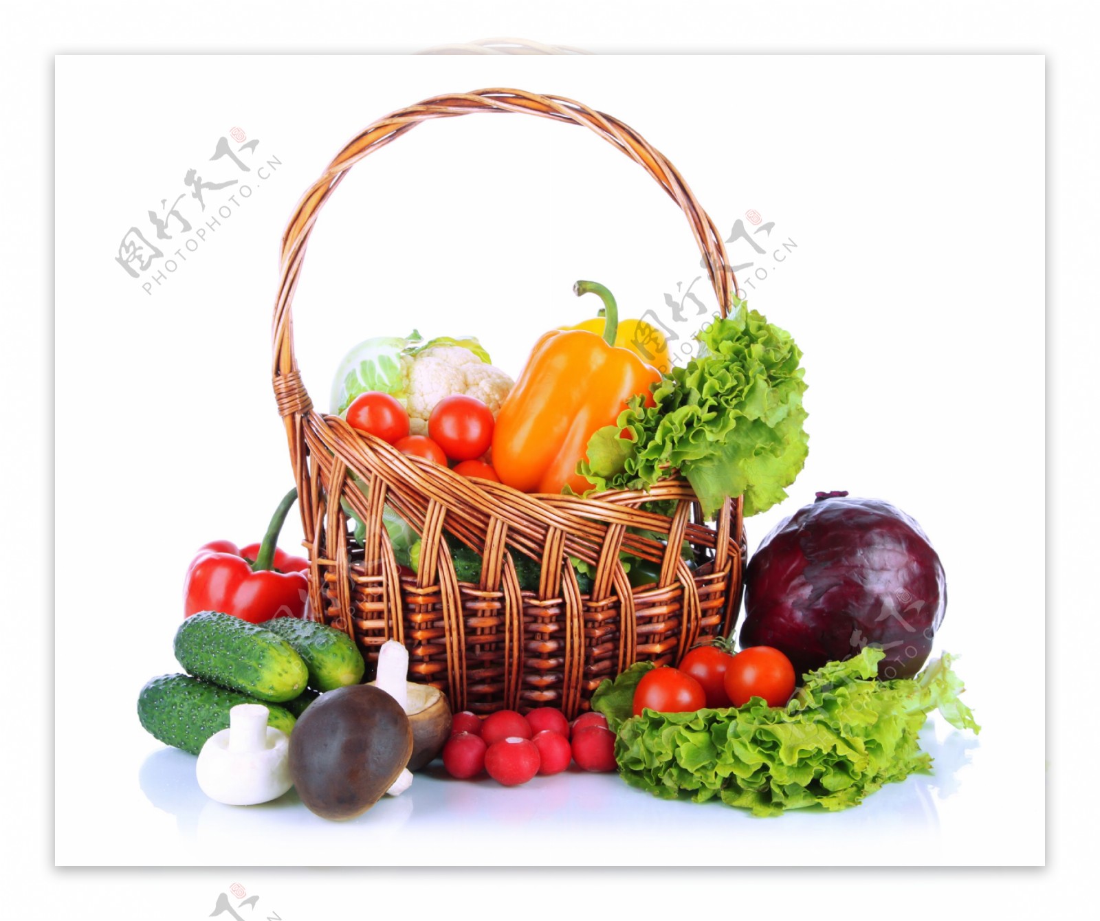 篮筐内的蔬菜图片