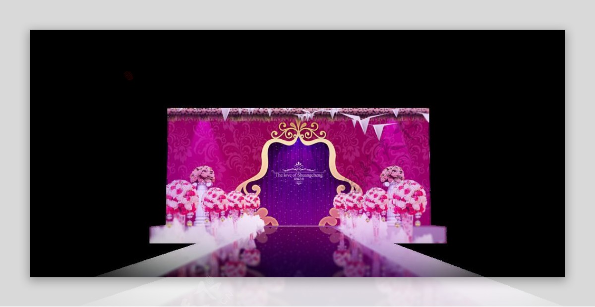 紫红色婚礼舞台效果图