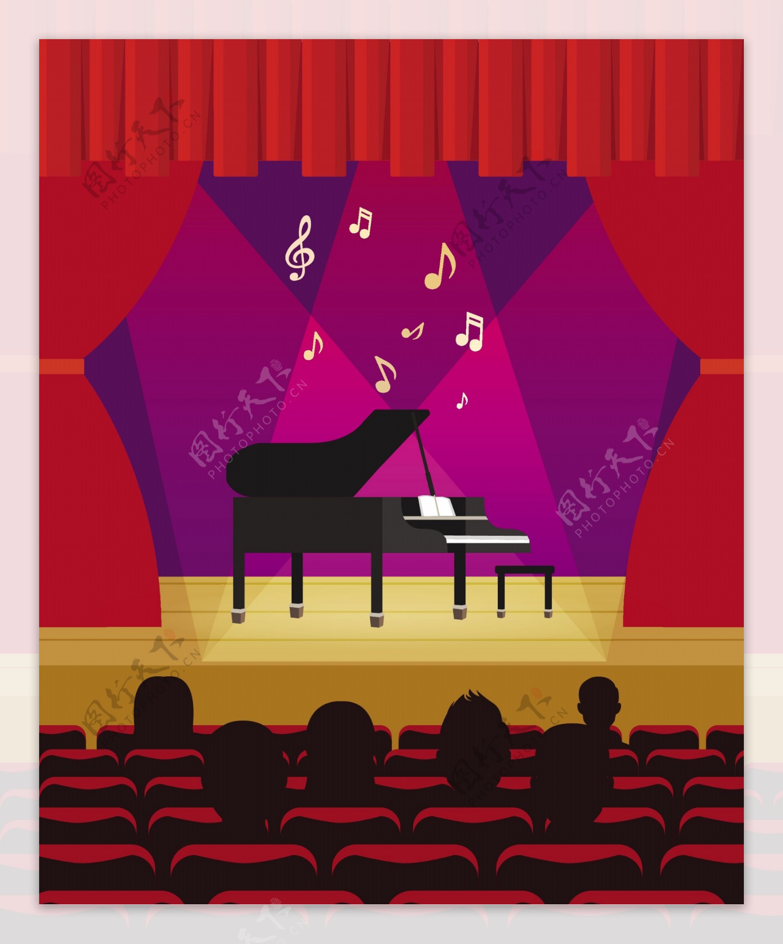 舞台设计模板钢琴表演背景图