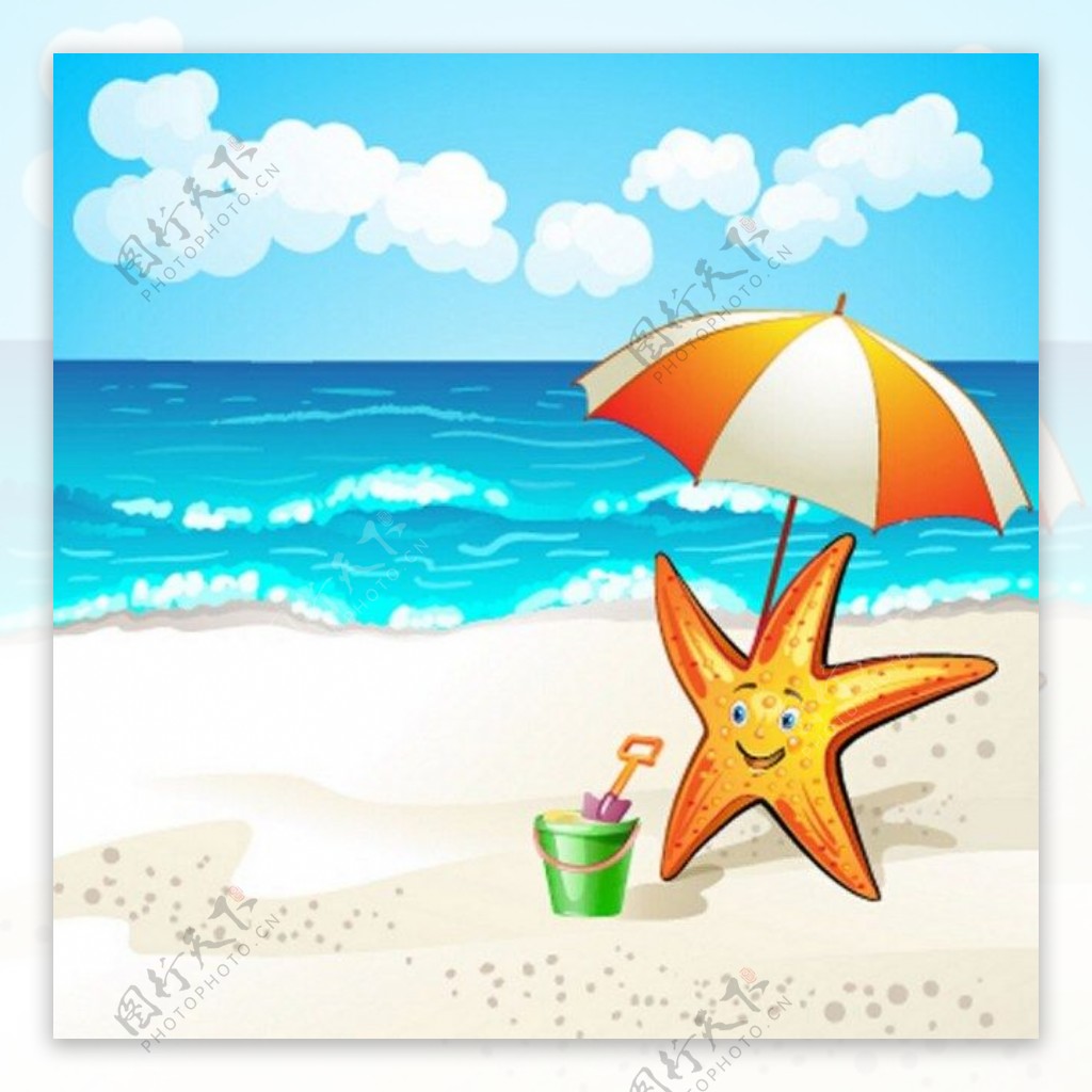夏日暑假海滩海皇星背景图