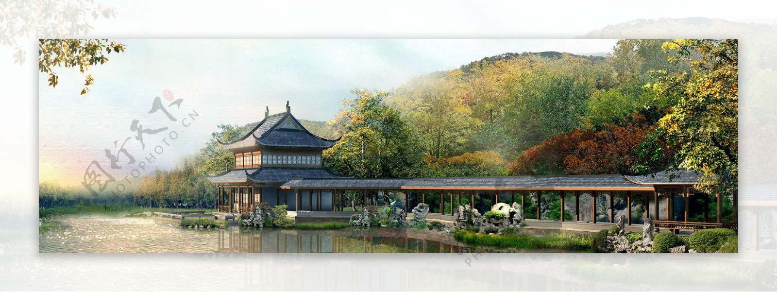 中国园林banner创意设计