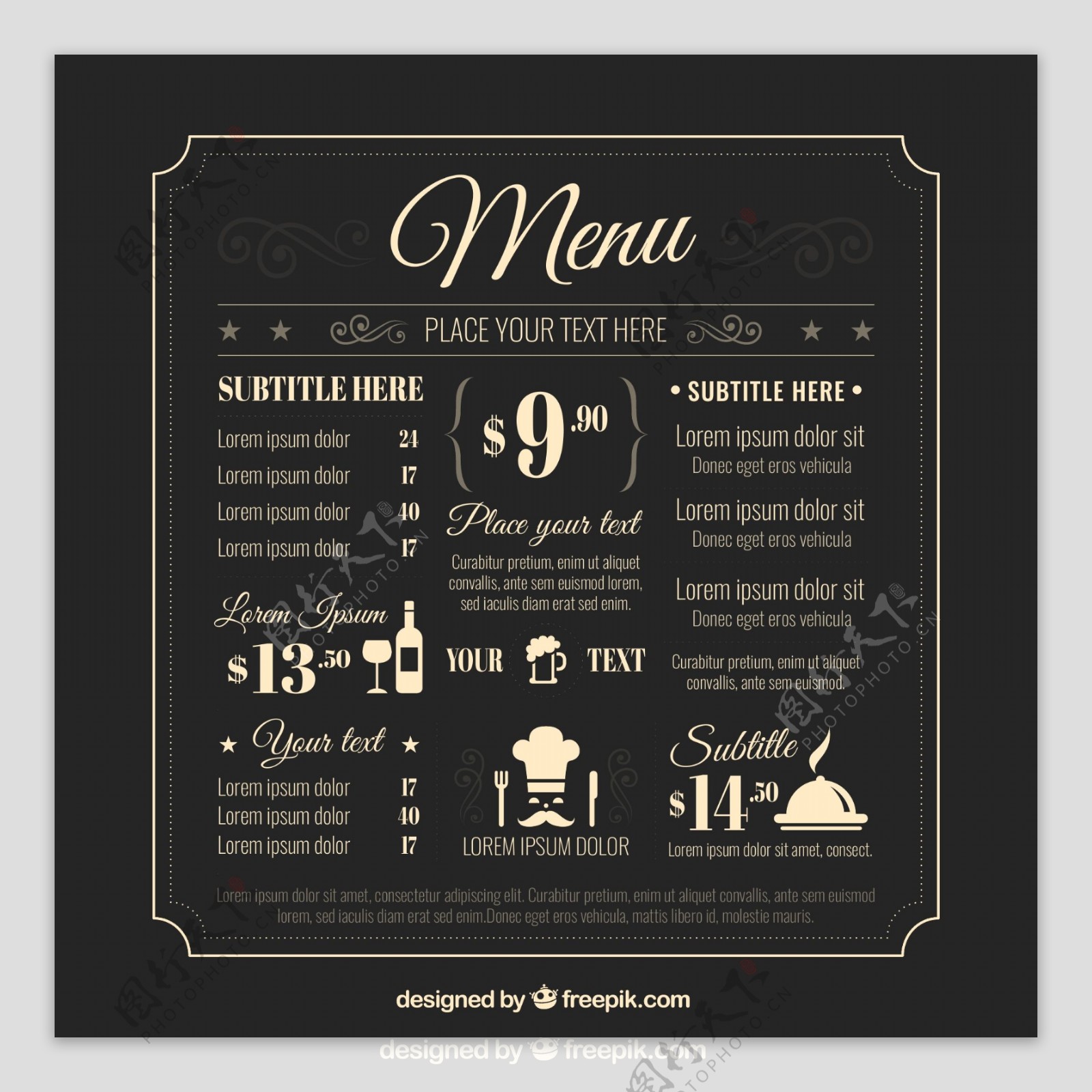 餐厅黑板菜单矢量