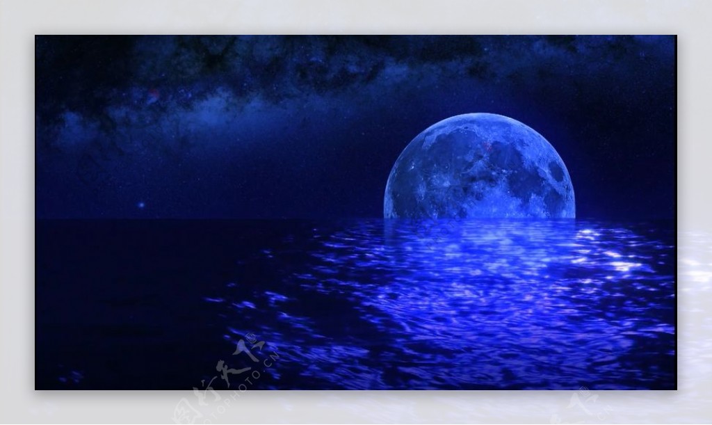 蓝色湖畔月亮舞蹈背景