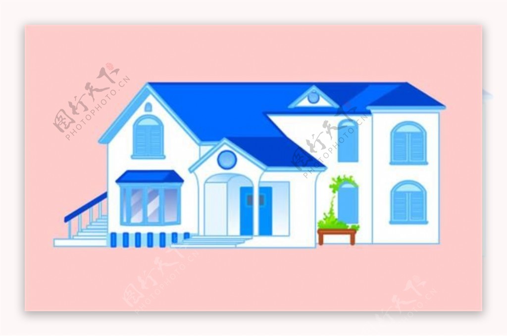 蓝色房屋flash别墅动画