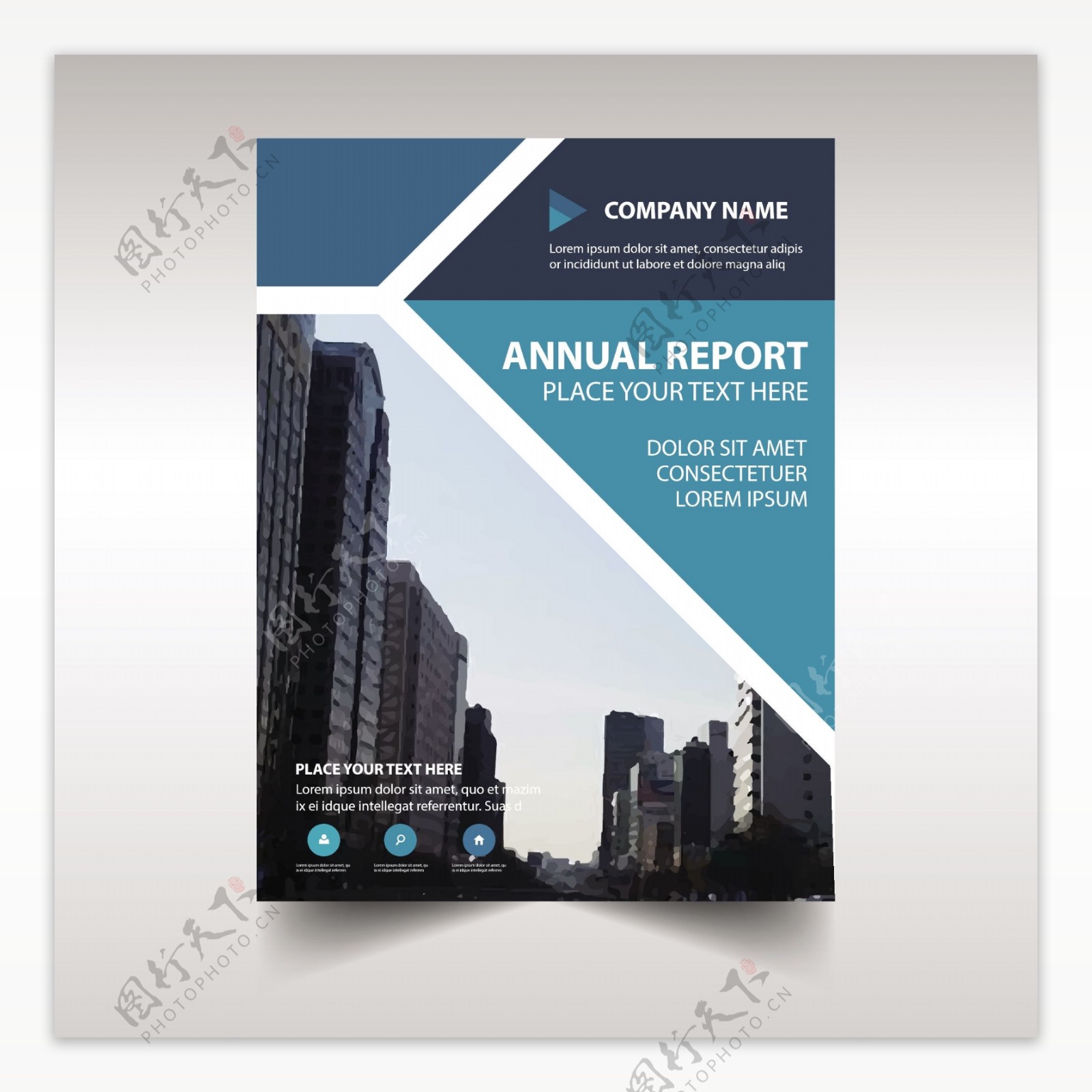 蓝色创意企业年度报告模板