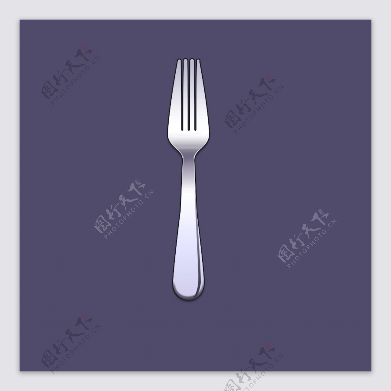 叉子图标西餐厅元素银光叉子刀叉子