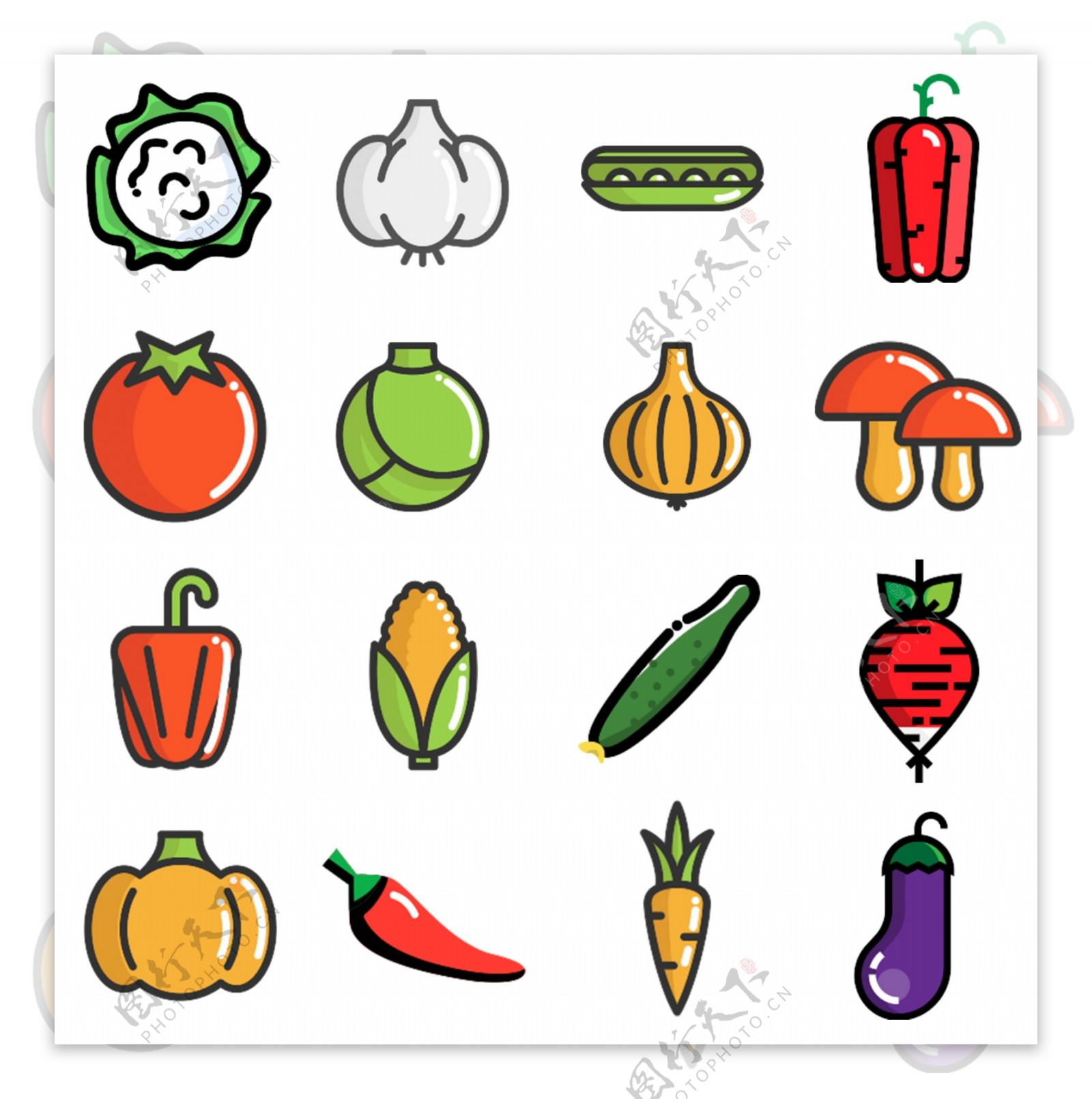 UI彩色蔬菜图标icon