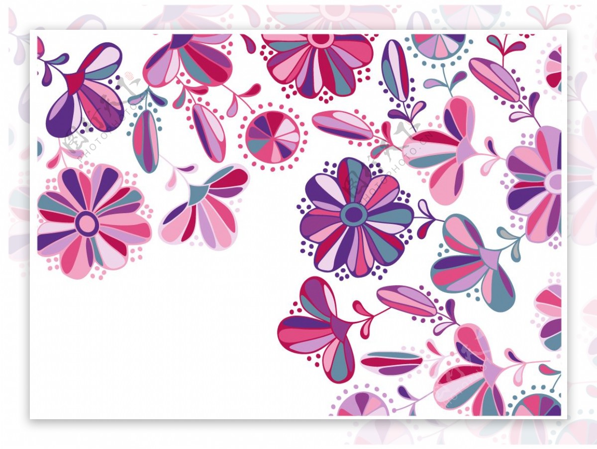 艺术粉紫花朵矢量素材