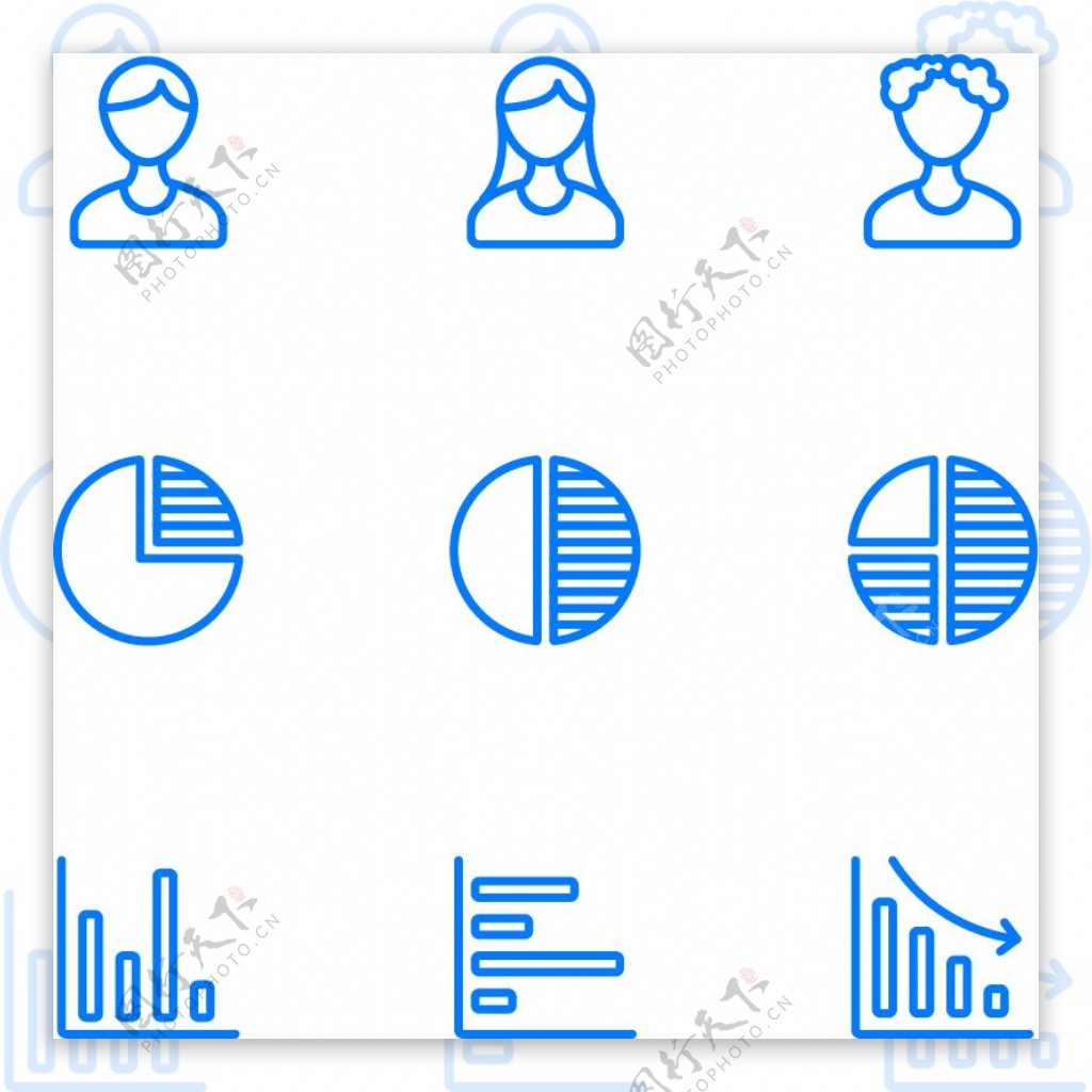 用户办公类蓝色线条矢量图标ai源文件3