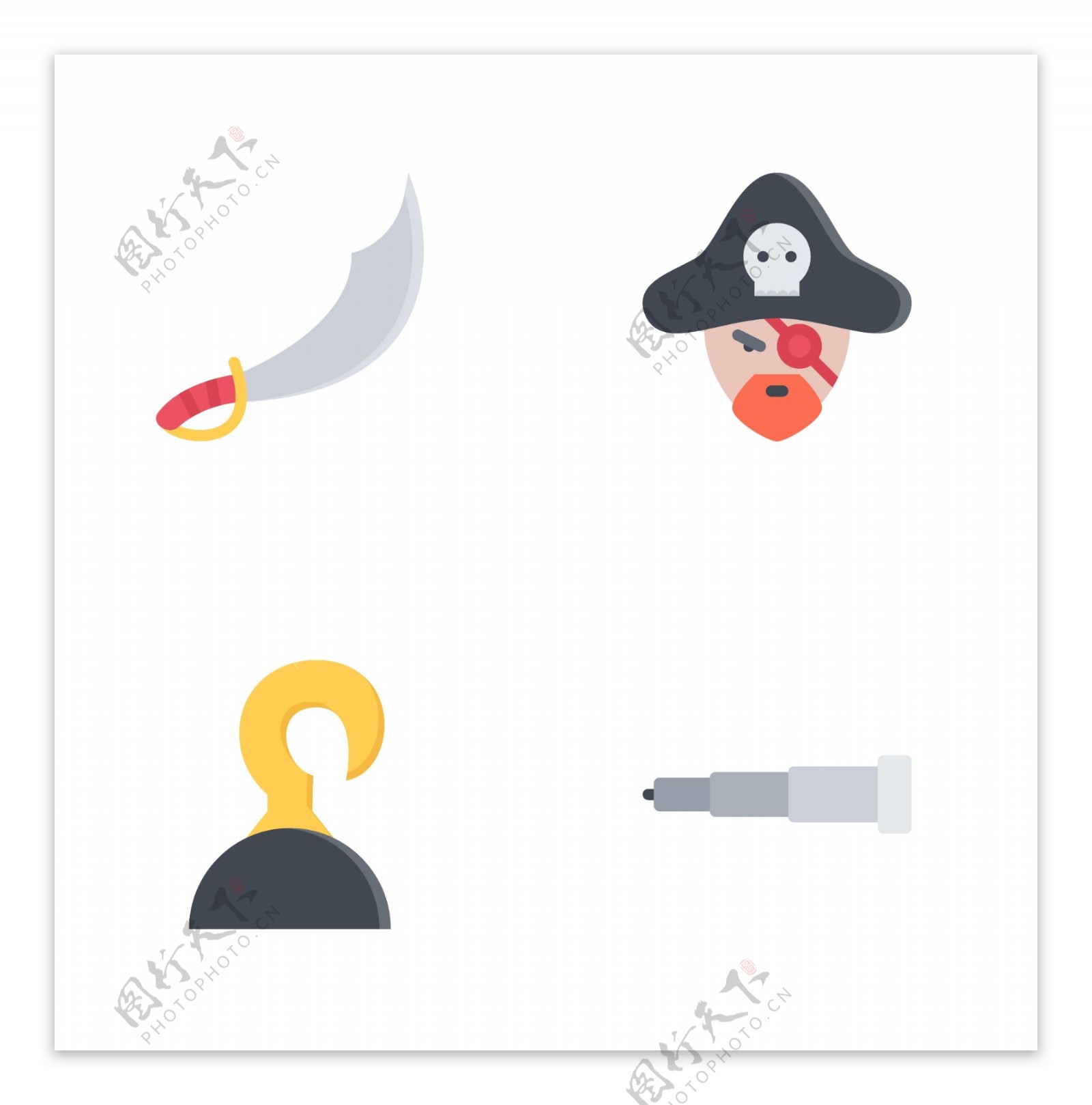 海盗帽刀简洁矢量icon
