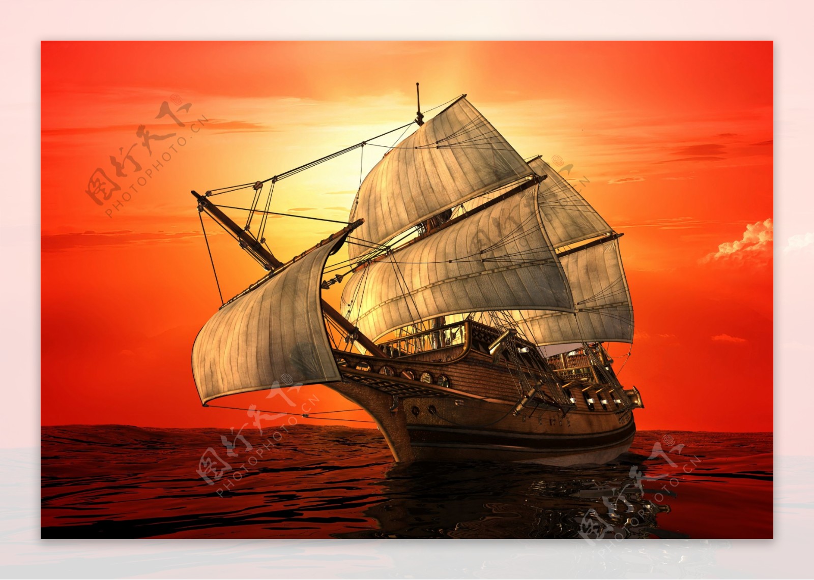 大海航行的帆船图片