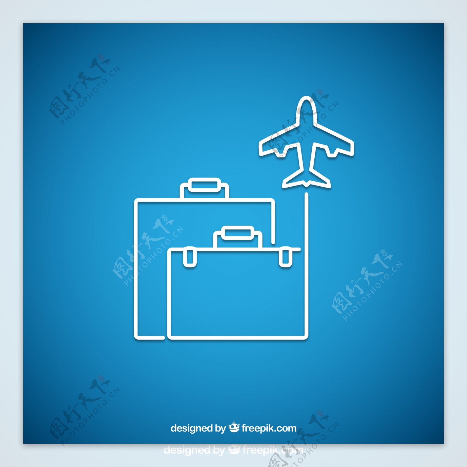 创意行李箱和飞机
