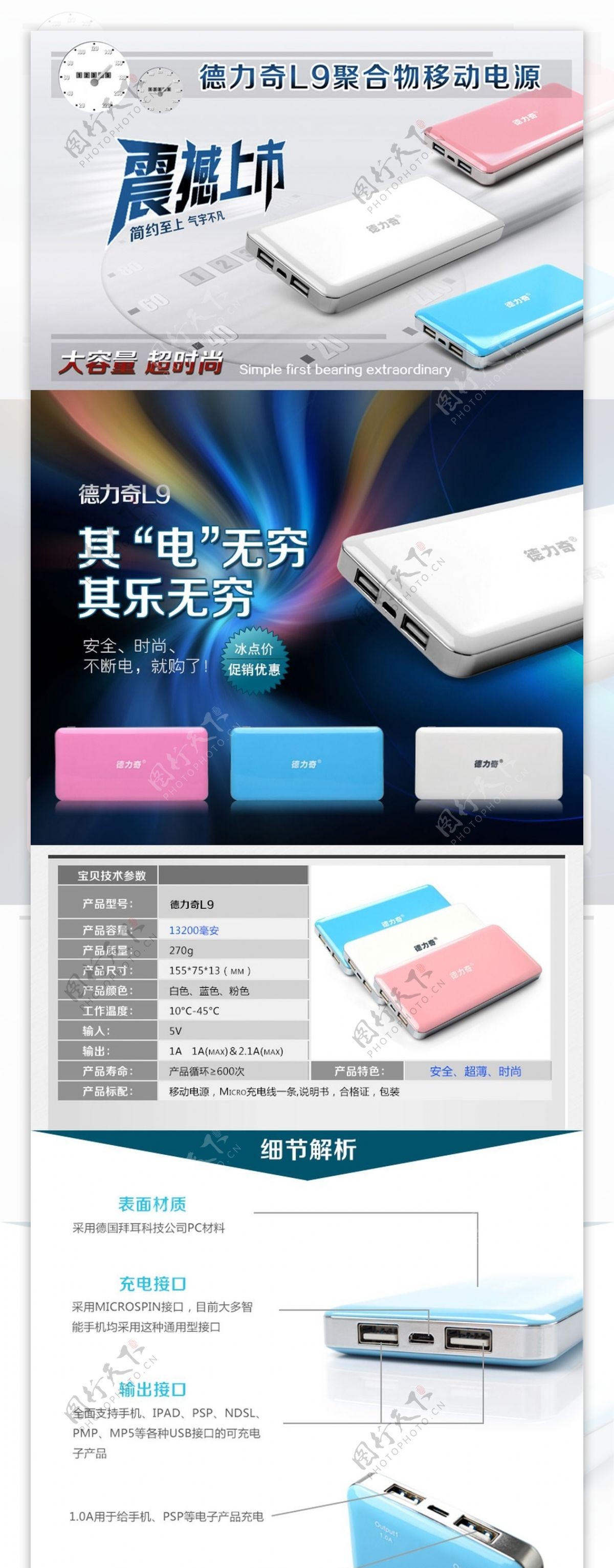 淘宝天猫充电宝详情页附psd