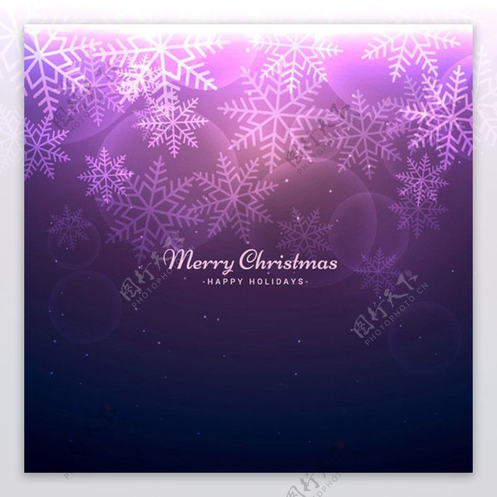 紫色圣诞雪花贺卡矢量素材