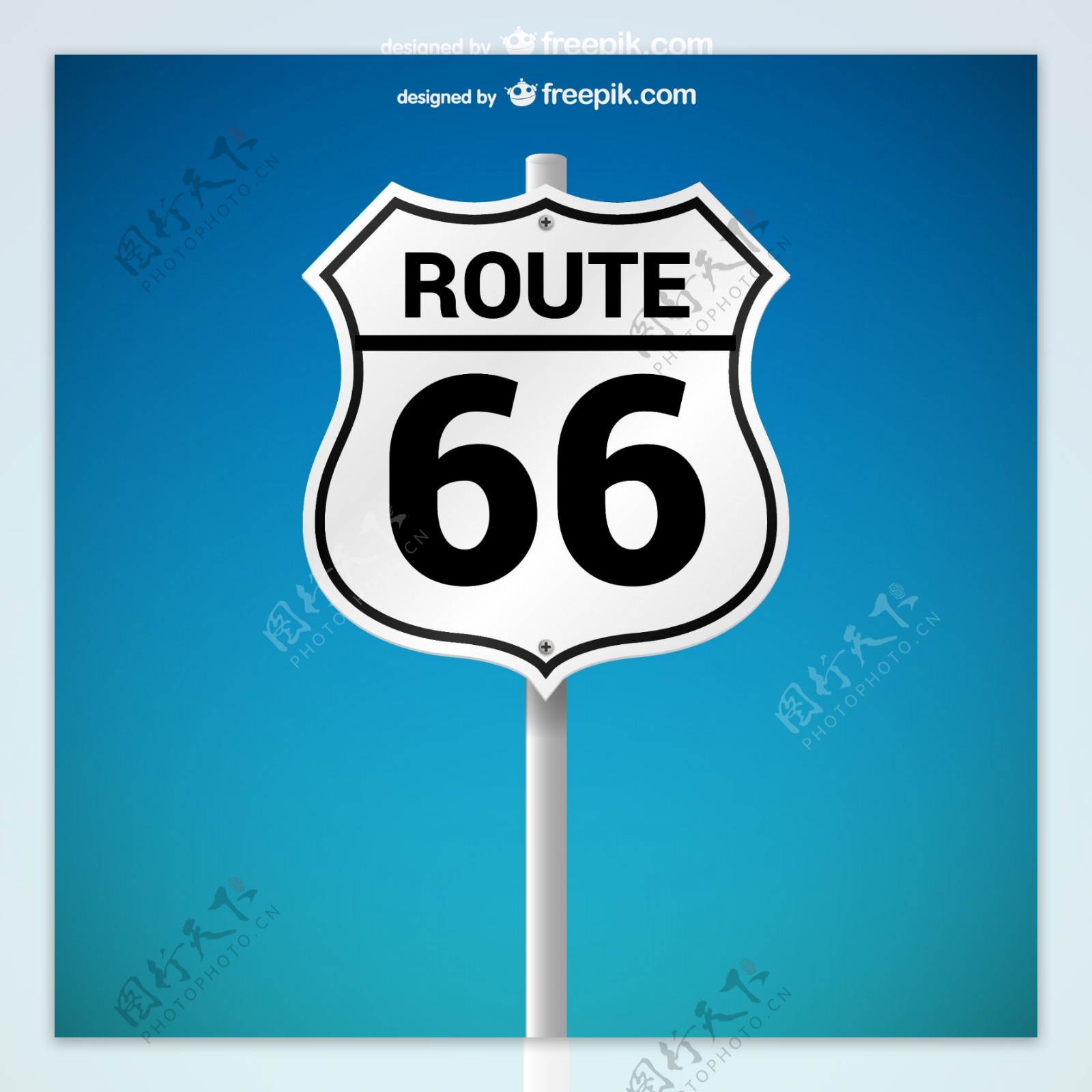 美国66号公路路牌矢量素材