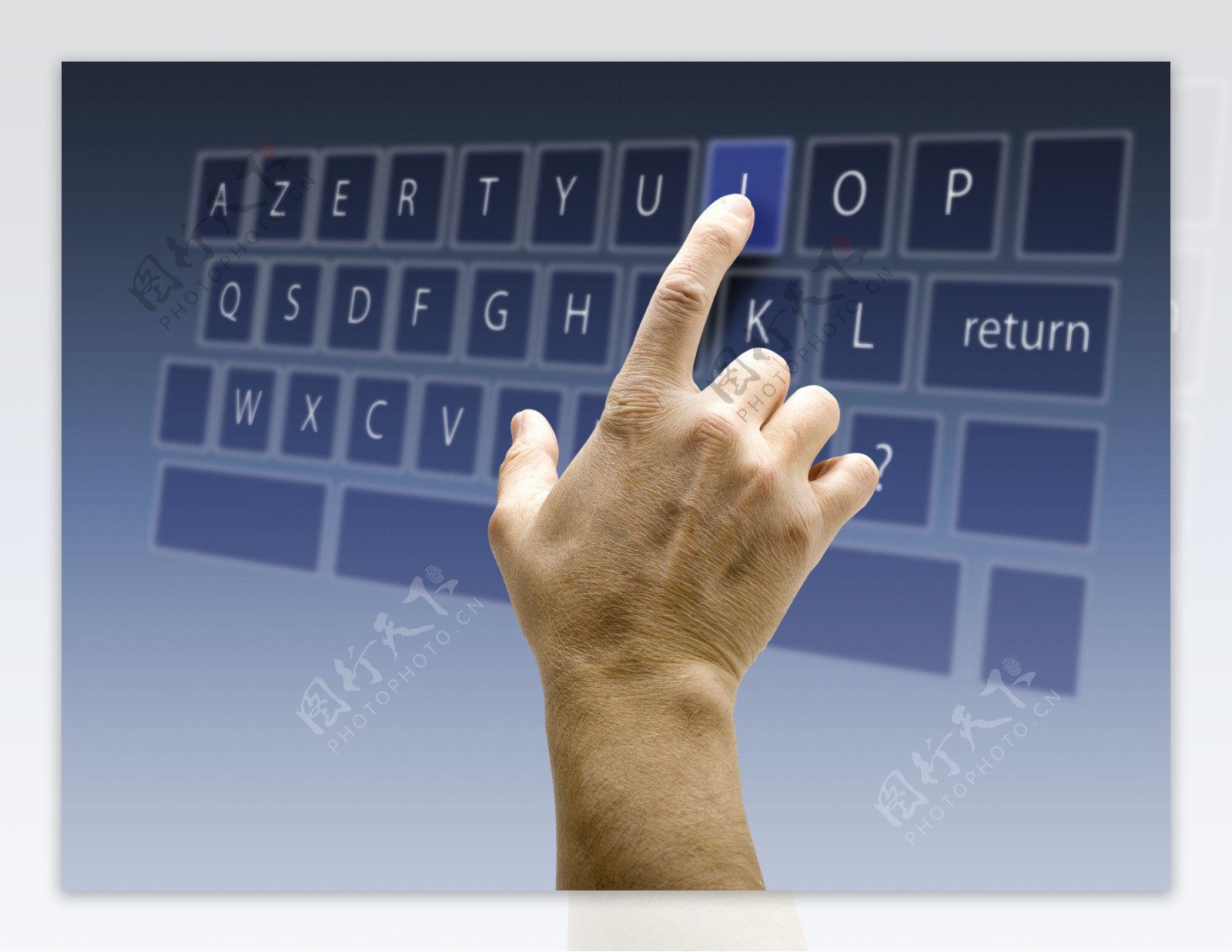 手指点击键盘手势图片