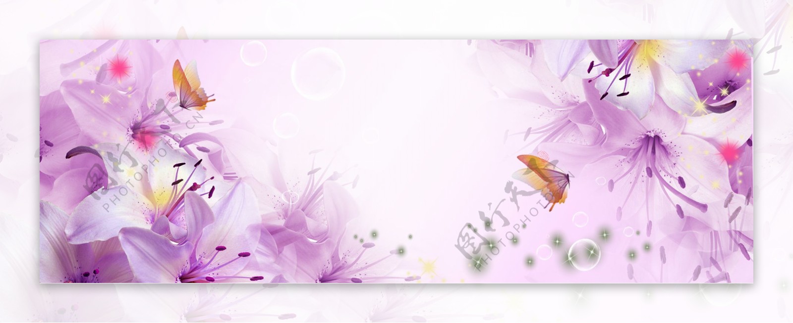 浅紫色花朵banner背景