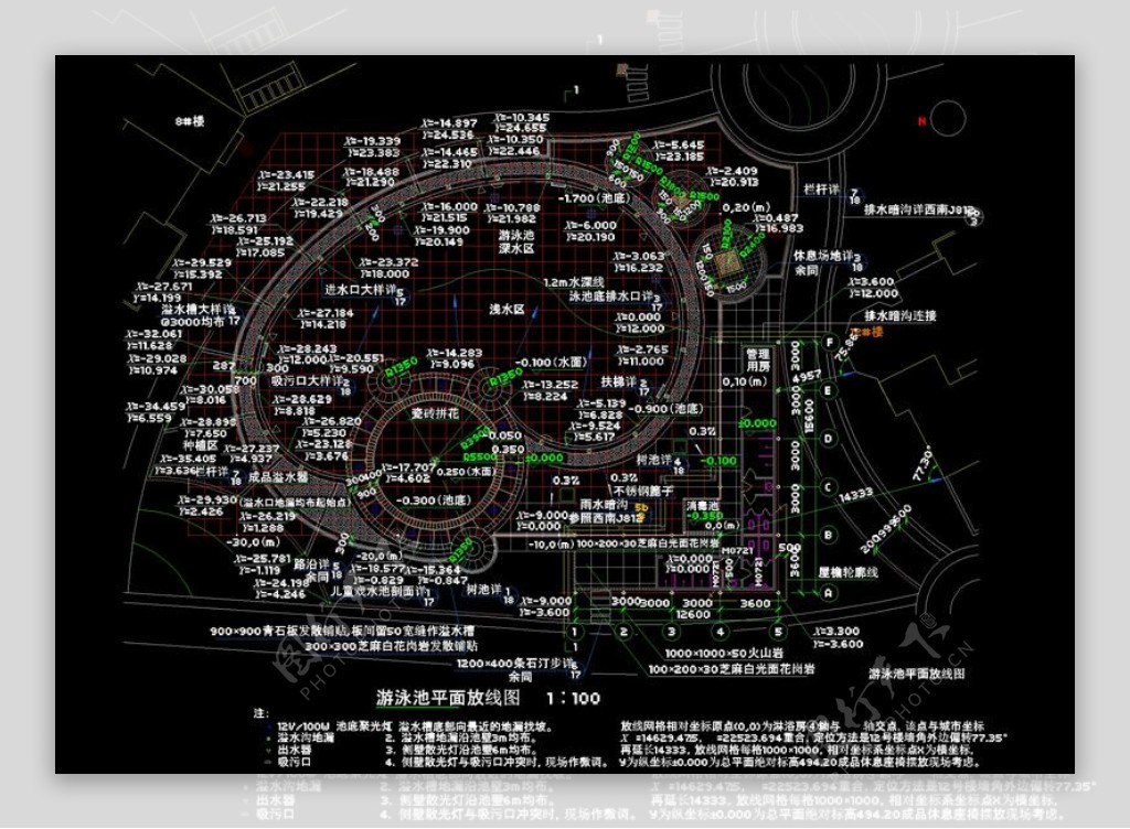 游泳池详图cad图纸