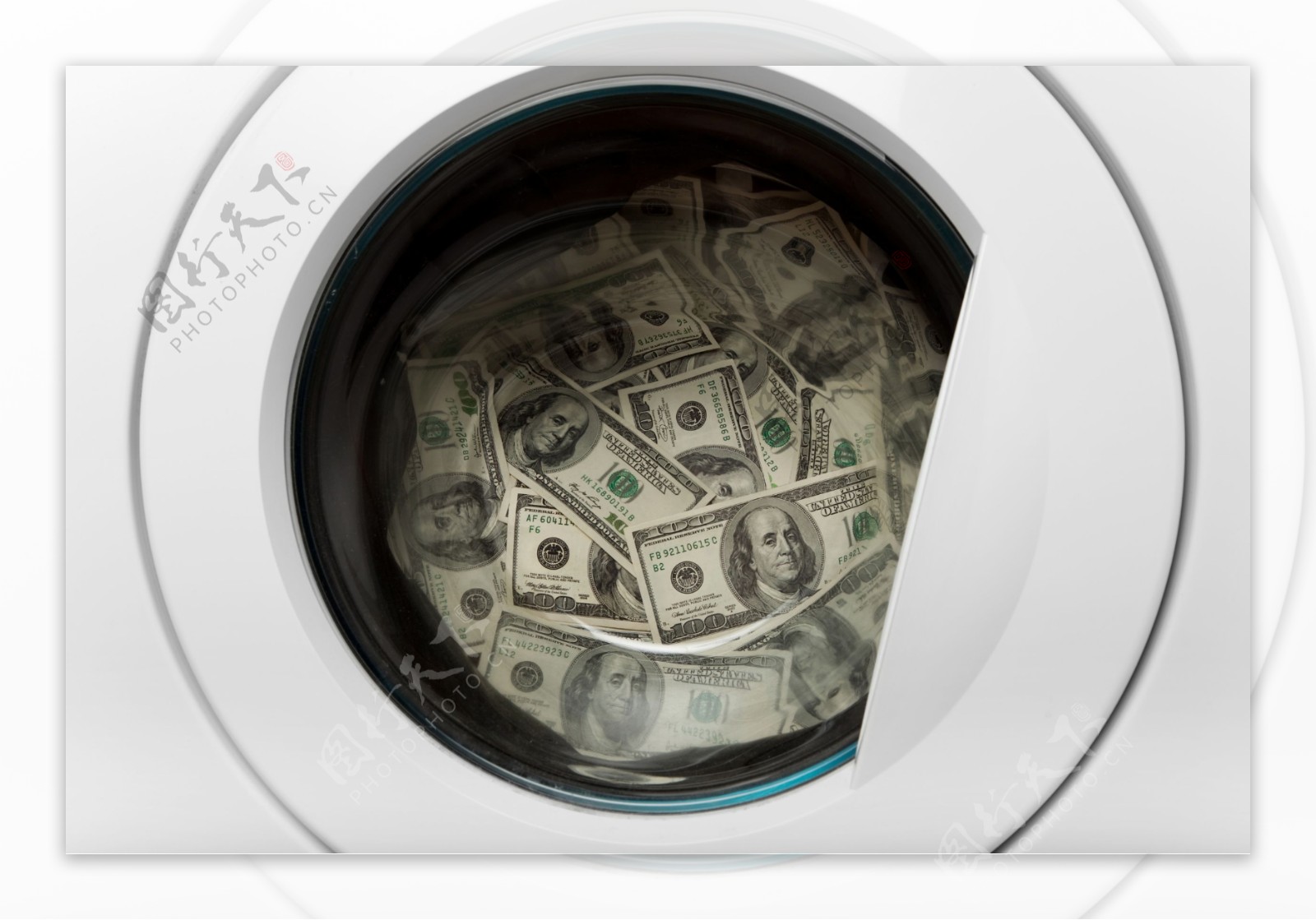 洗衣机里的纸币图片