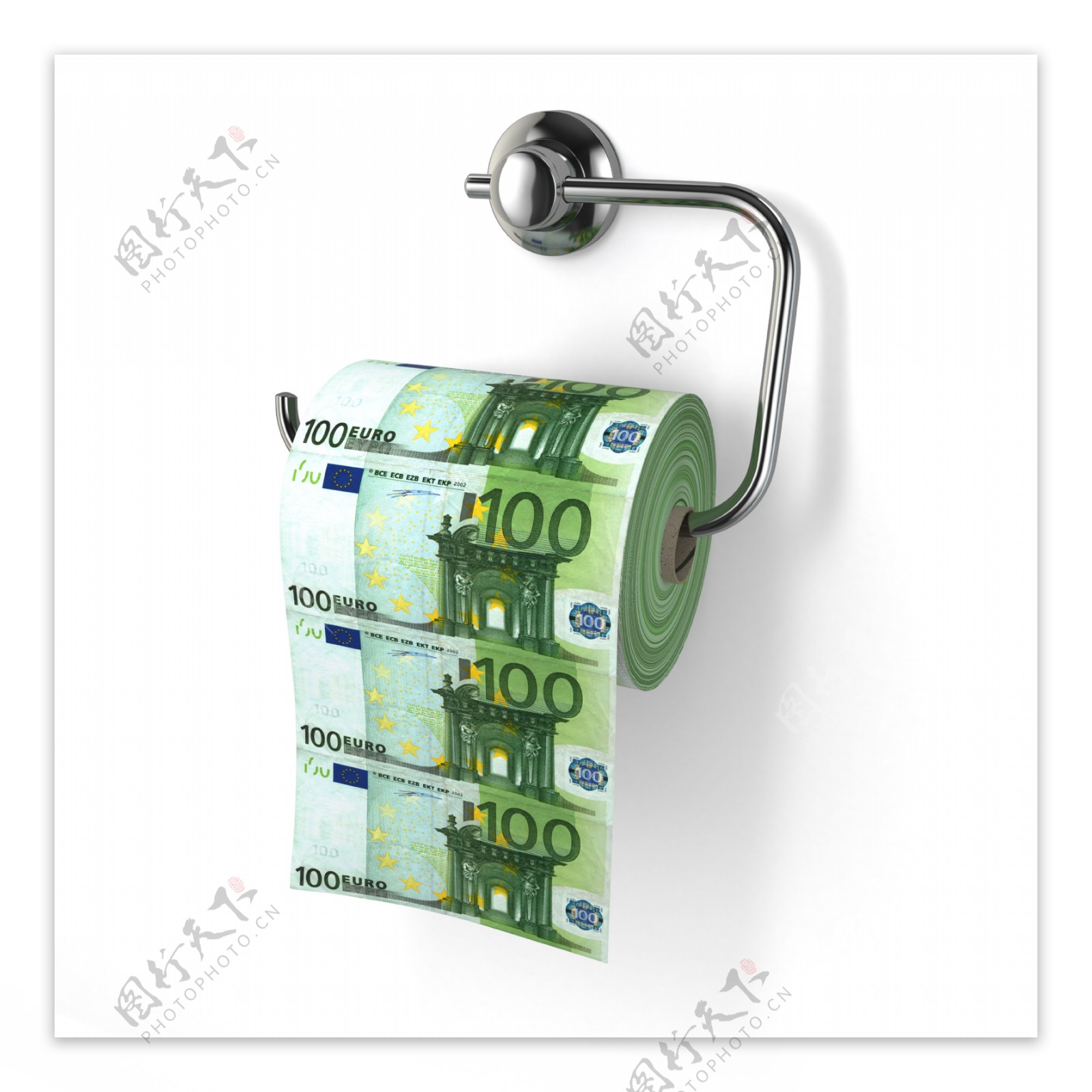 卫生卷纸式的欧元钞票图片