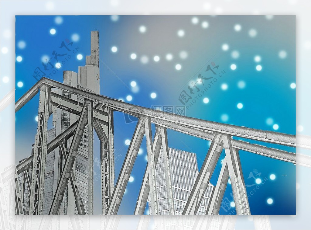 金属大桥蓝色背景图案
