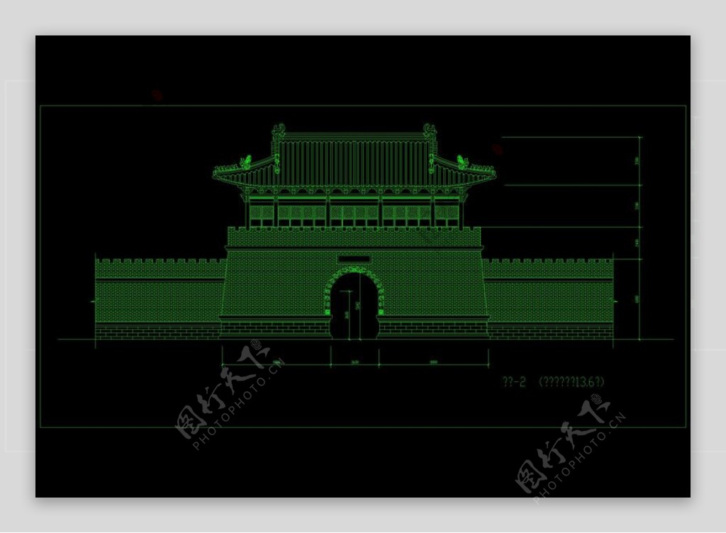 旅游区仿古山门方案cad图纸