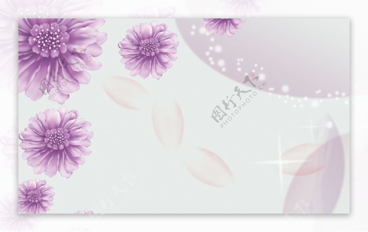 手绘紫色花朵背景图