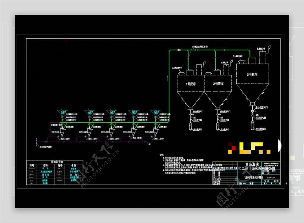 仓泵输灰系统流程图CAD机械图纸