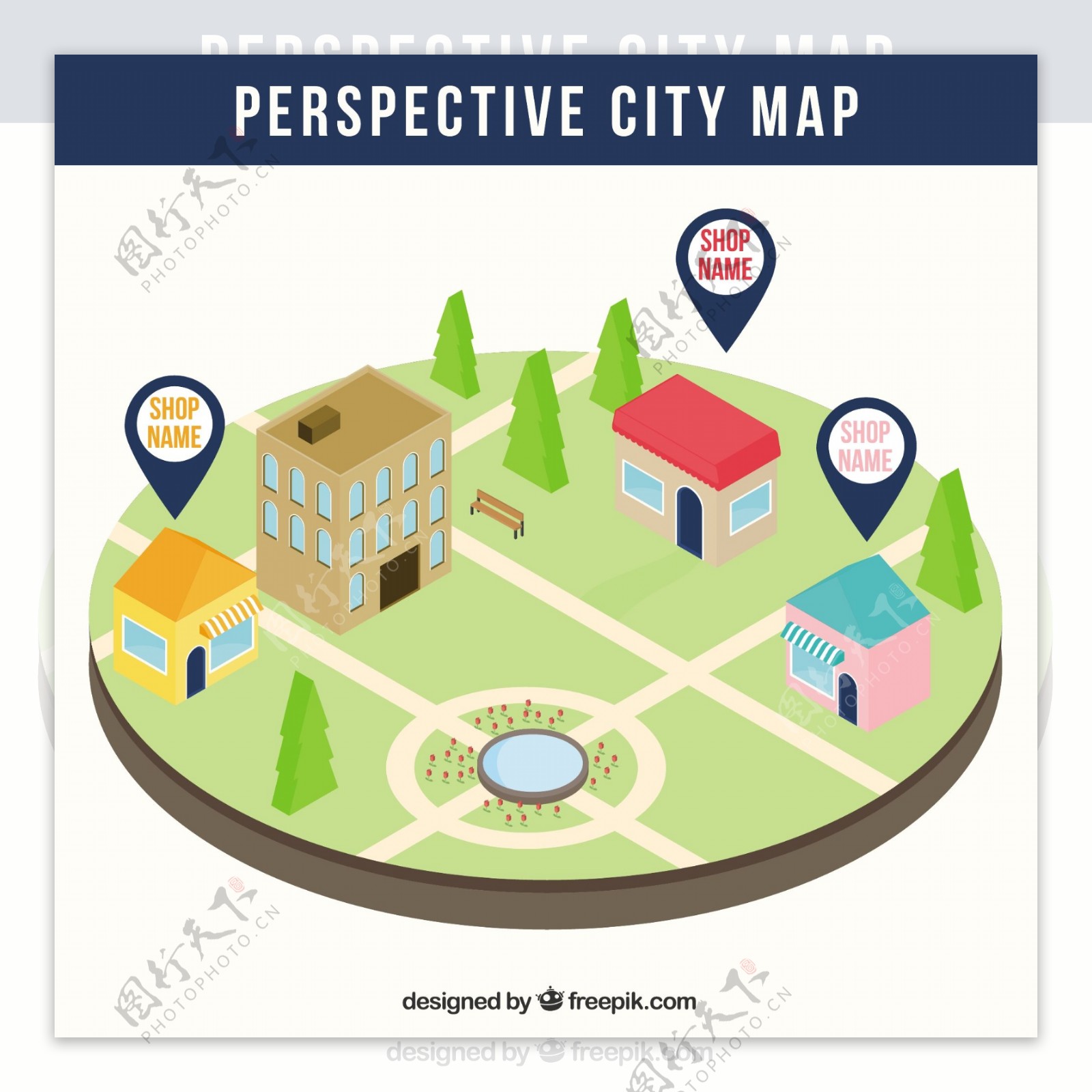 三维视图城市地图矢量素材