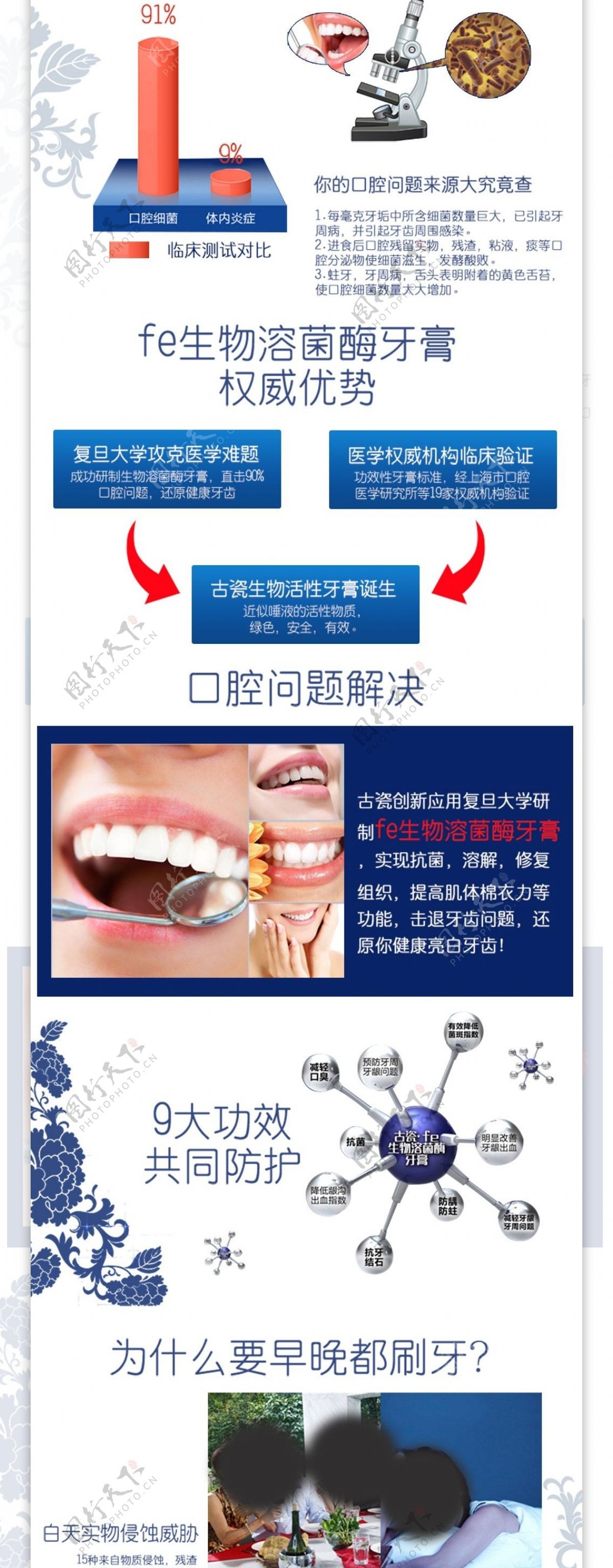 淘宝详情牙膏生物酶牙膏日用夜用