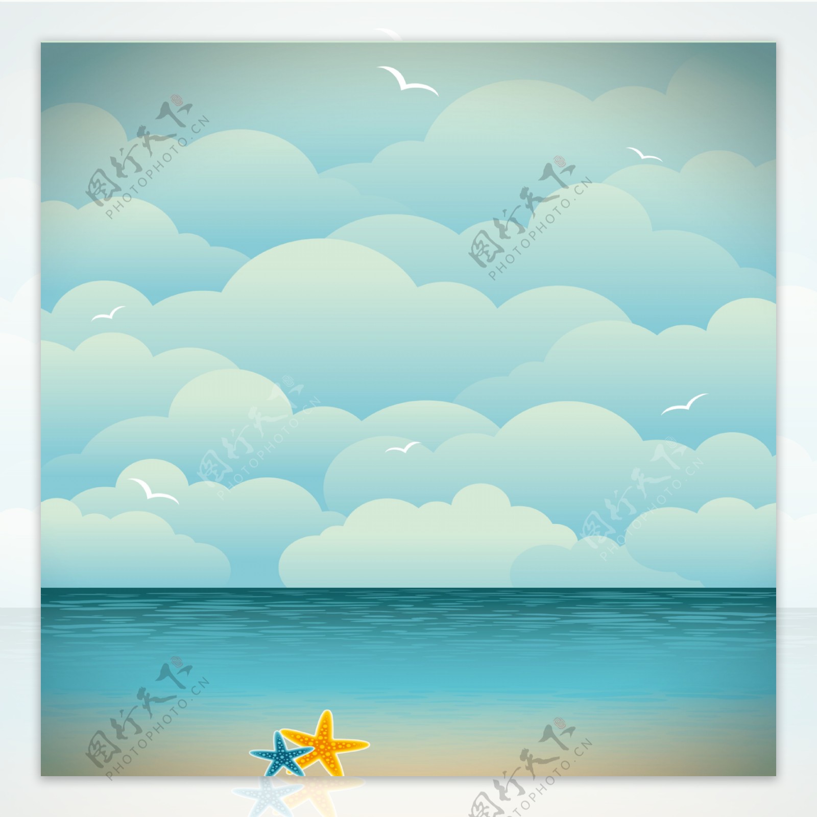夏季海滩青色背景