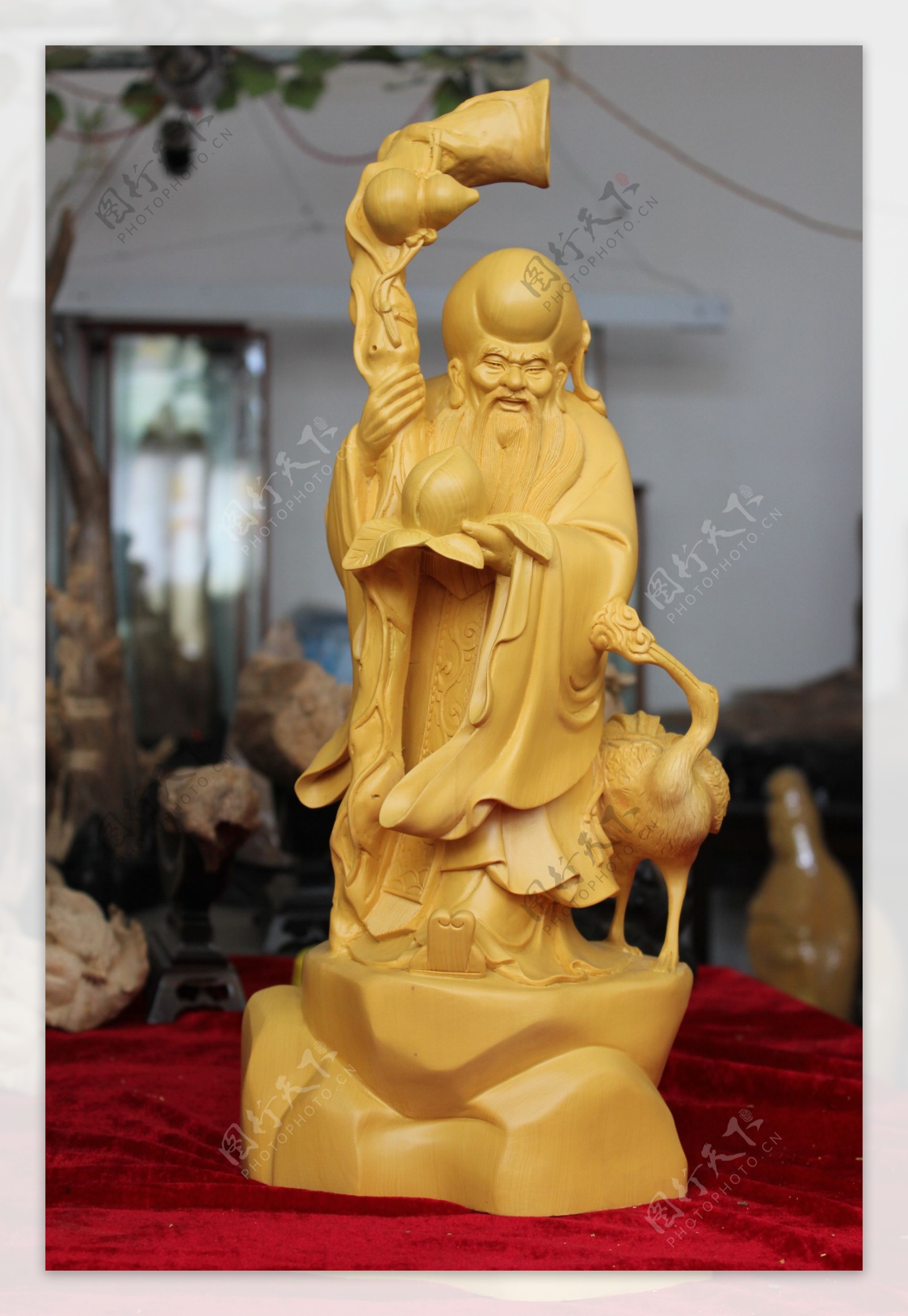 香榧木雕刻寿星图片