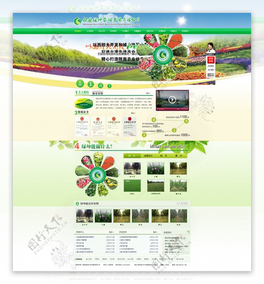 清新农业农林网页模板psd分层素