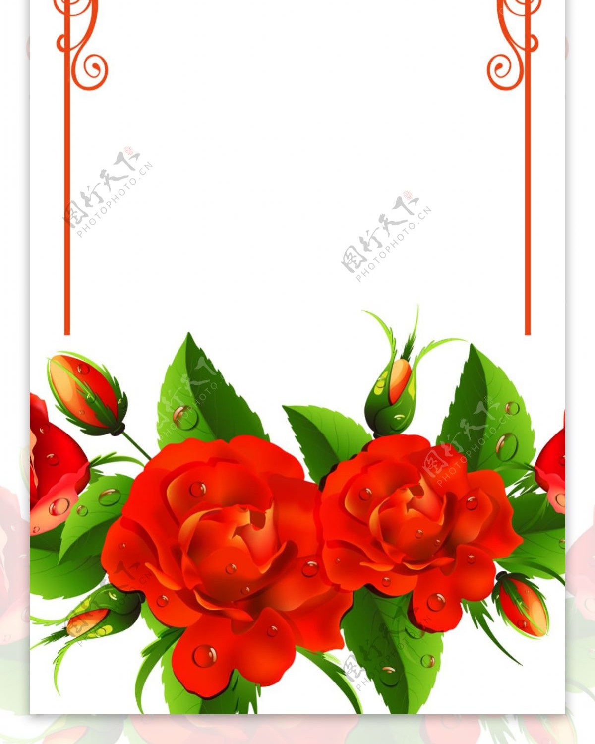 精美玫瑰花边框展架设计模板素材海报画面
