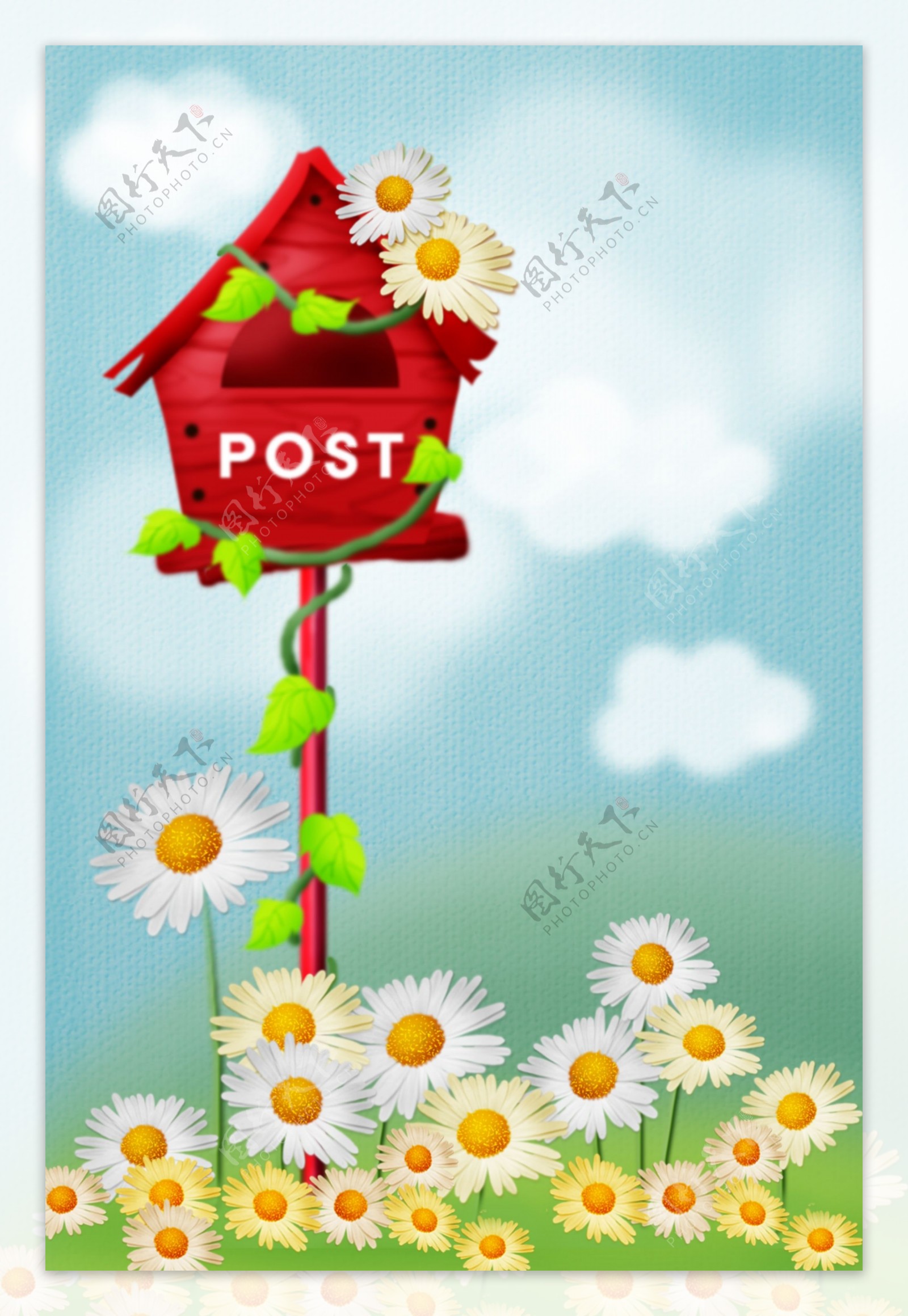 鲜花围绕的邮箱