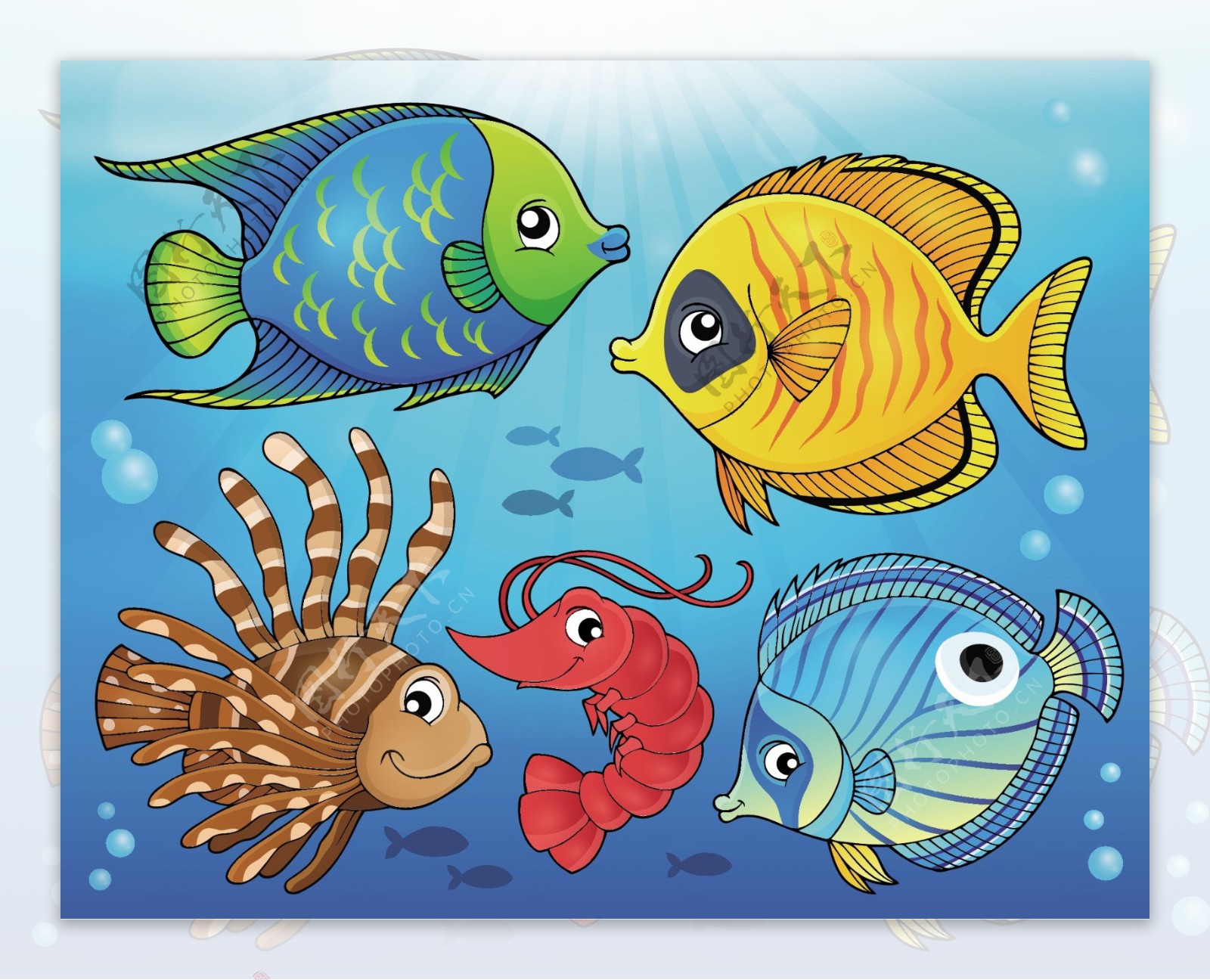 手绘海底鱼类图片素材元素