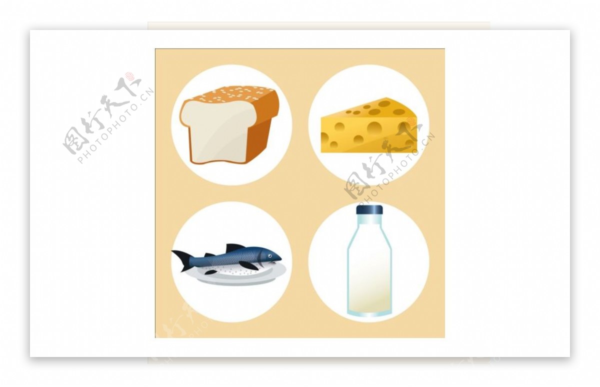 奶酪面包和牛奶鱼图标
