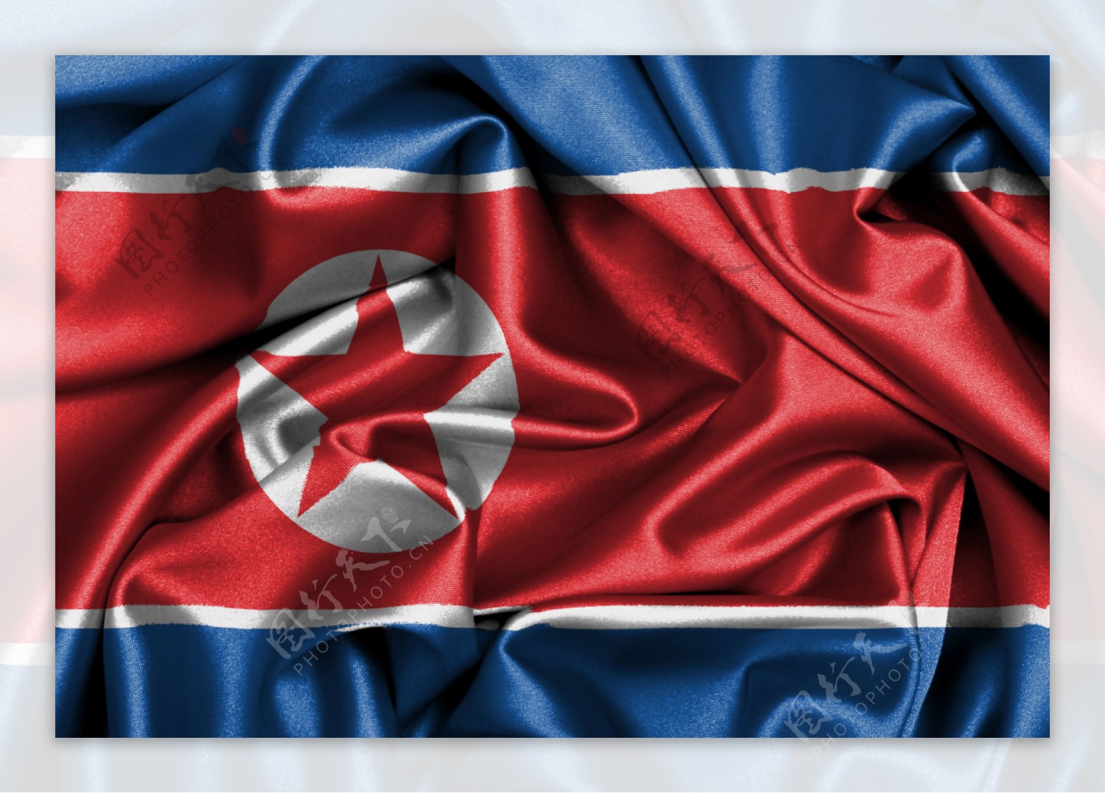 朝鲜绸缎国旗图片