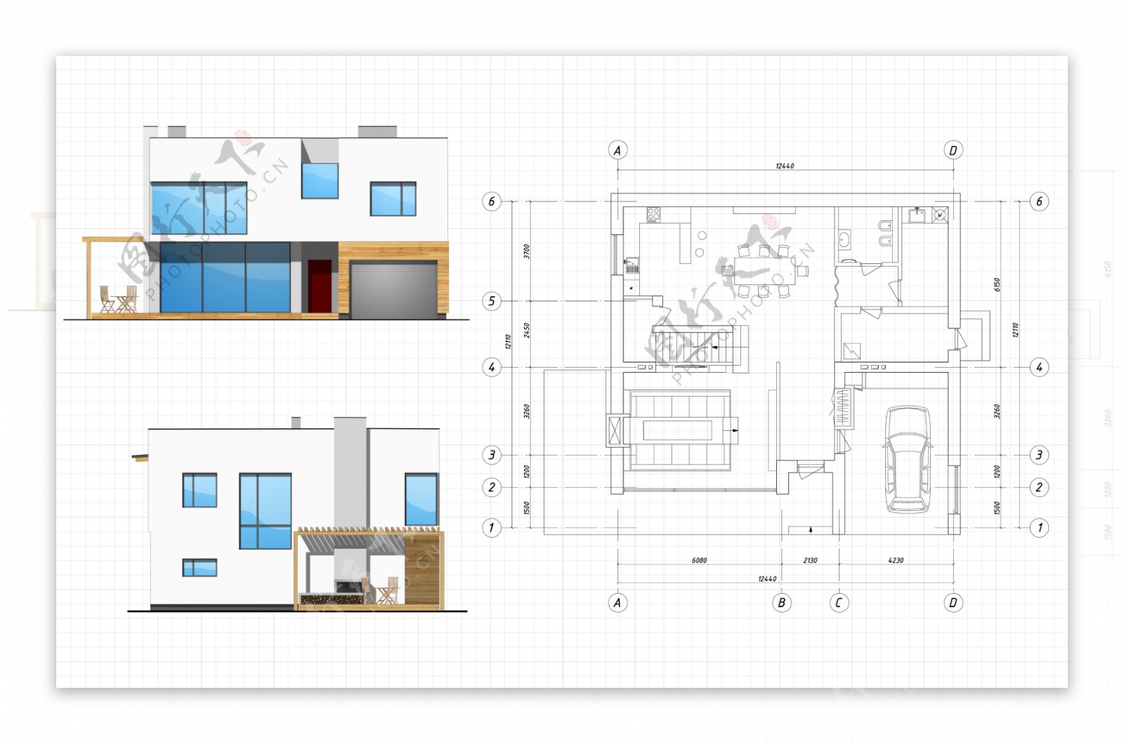 别墅平面图与别墅模型图片
