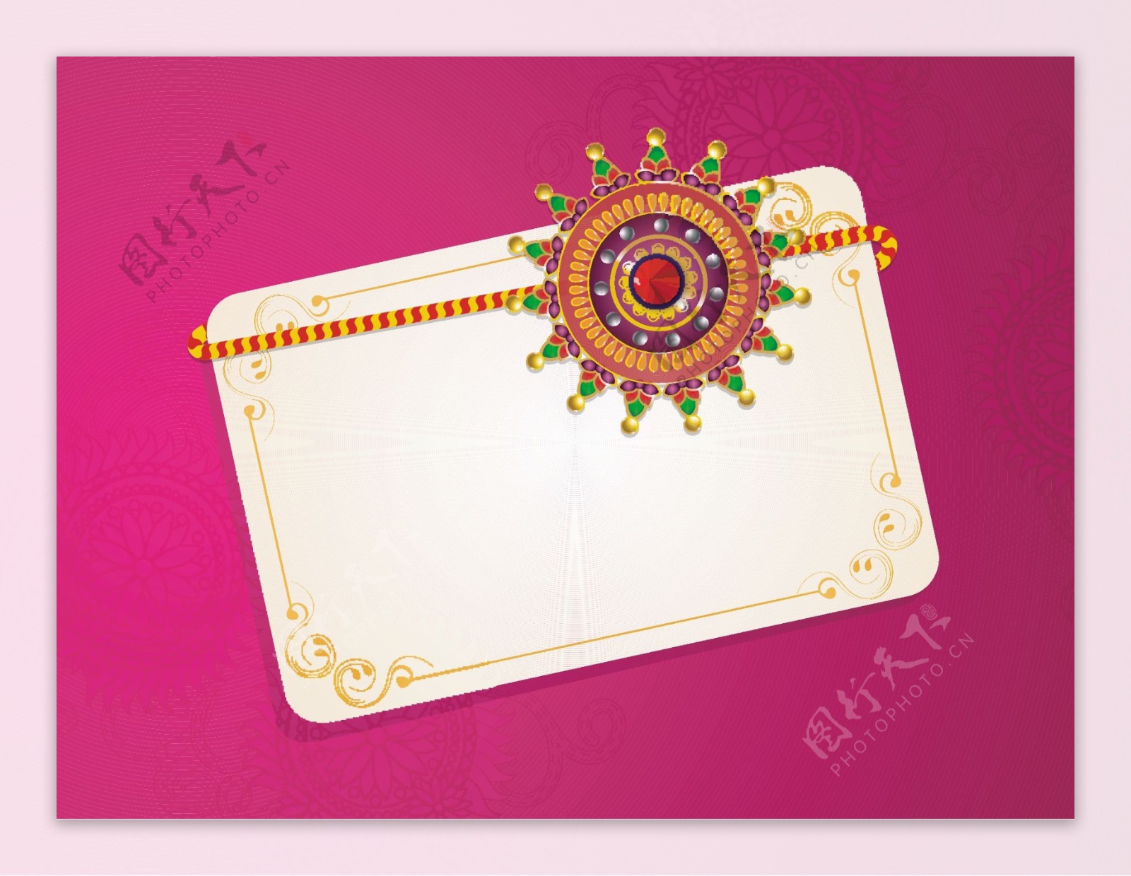美丽的装饰礼品卡或问候rakhi印度兄妹结合节日卡的设计RakshaBandhan庆祝