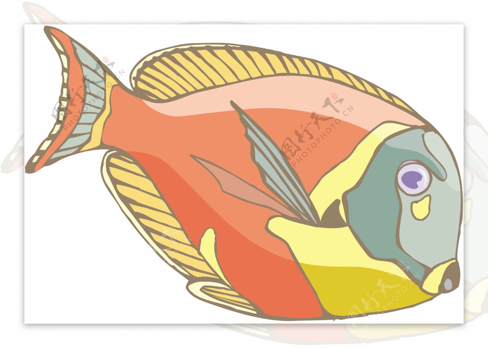 五彩小鱼水生动物矢量素材EPS格式0668