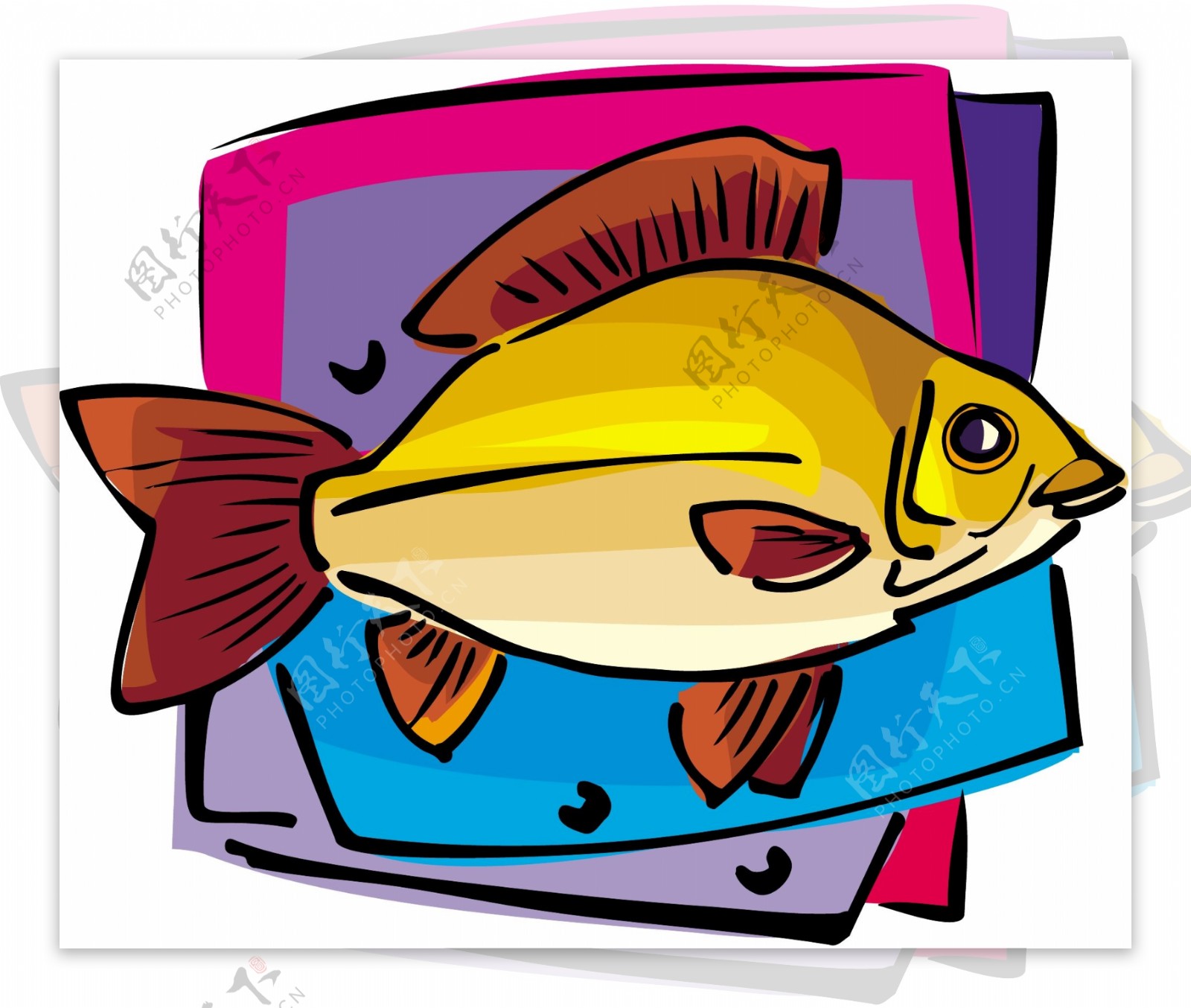 五彩小鱼水生动物矢量素材EPS格式0745