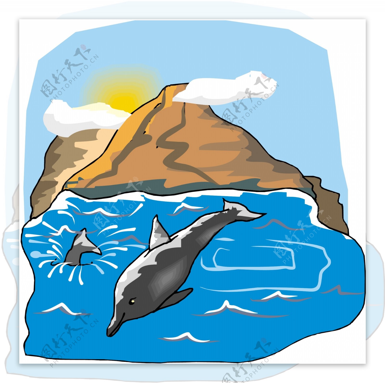 海豚水生动物矢量素材EPS格式0051