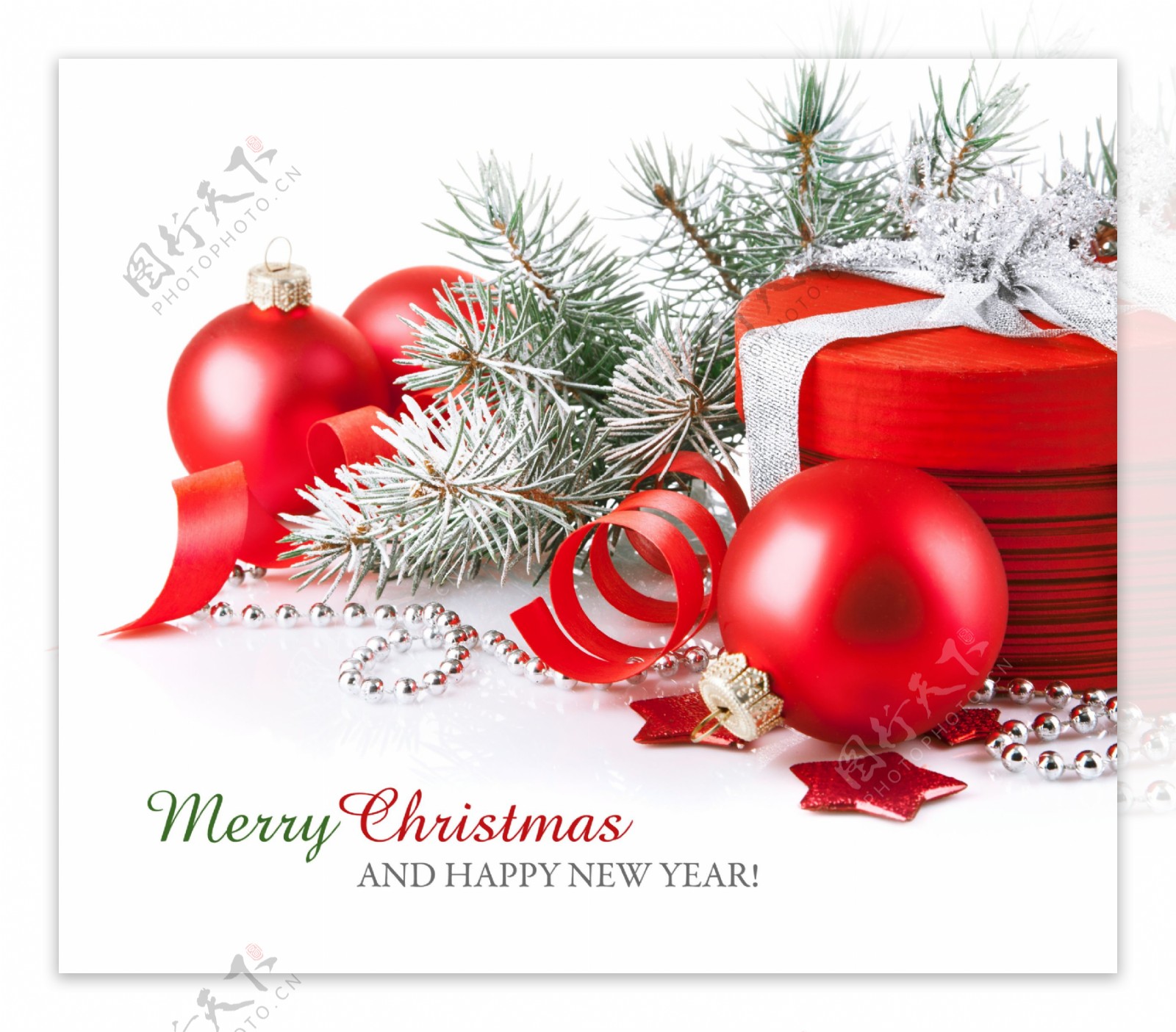 红色圣诞树吊饰礼品盒图片