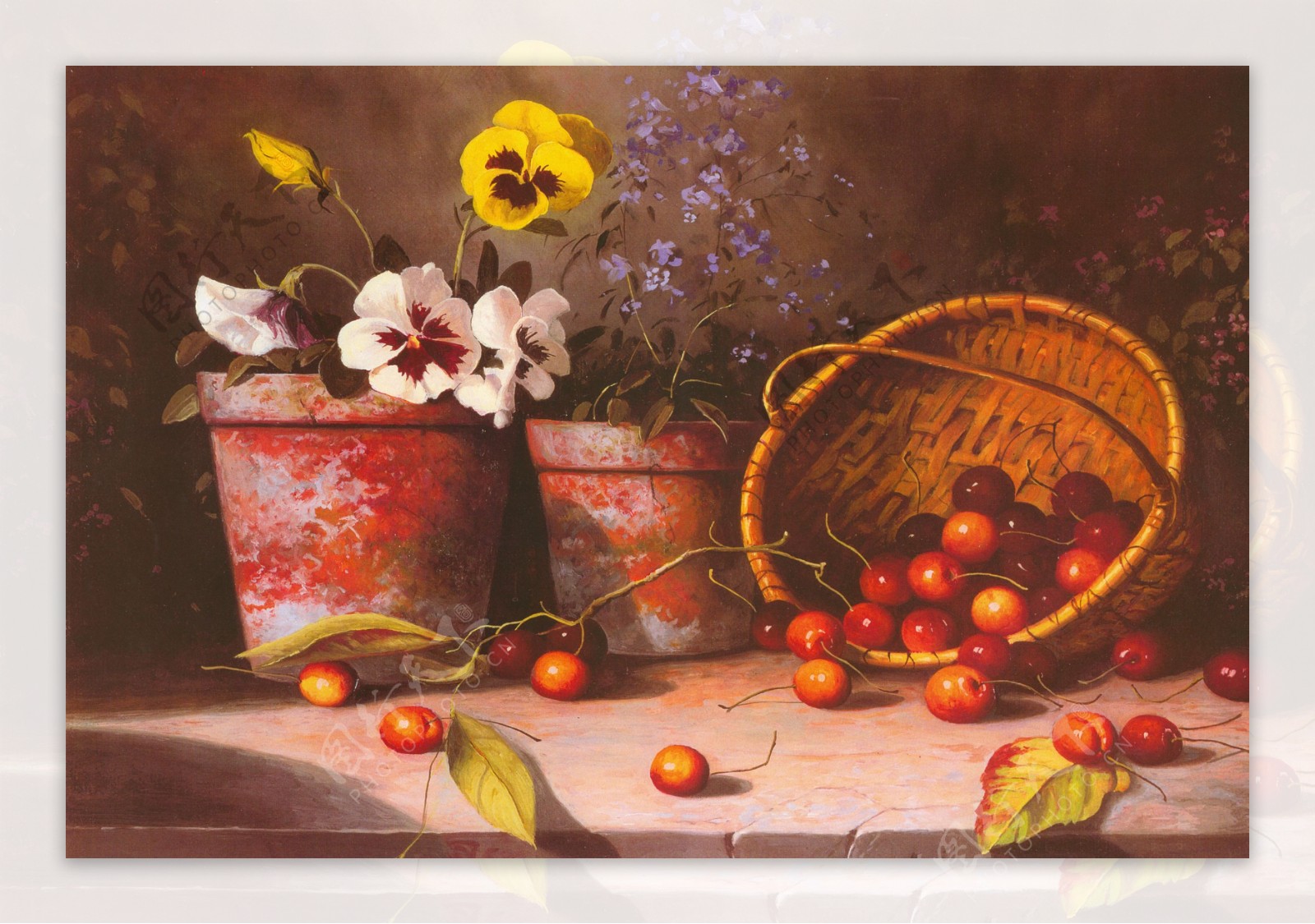 盆栽水果油画图片