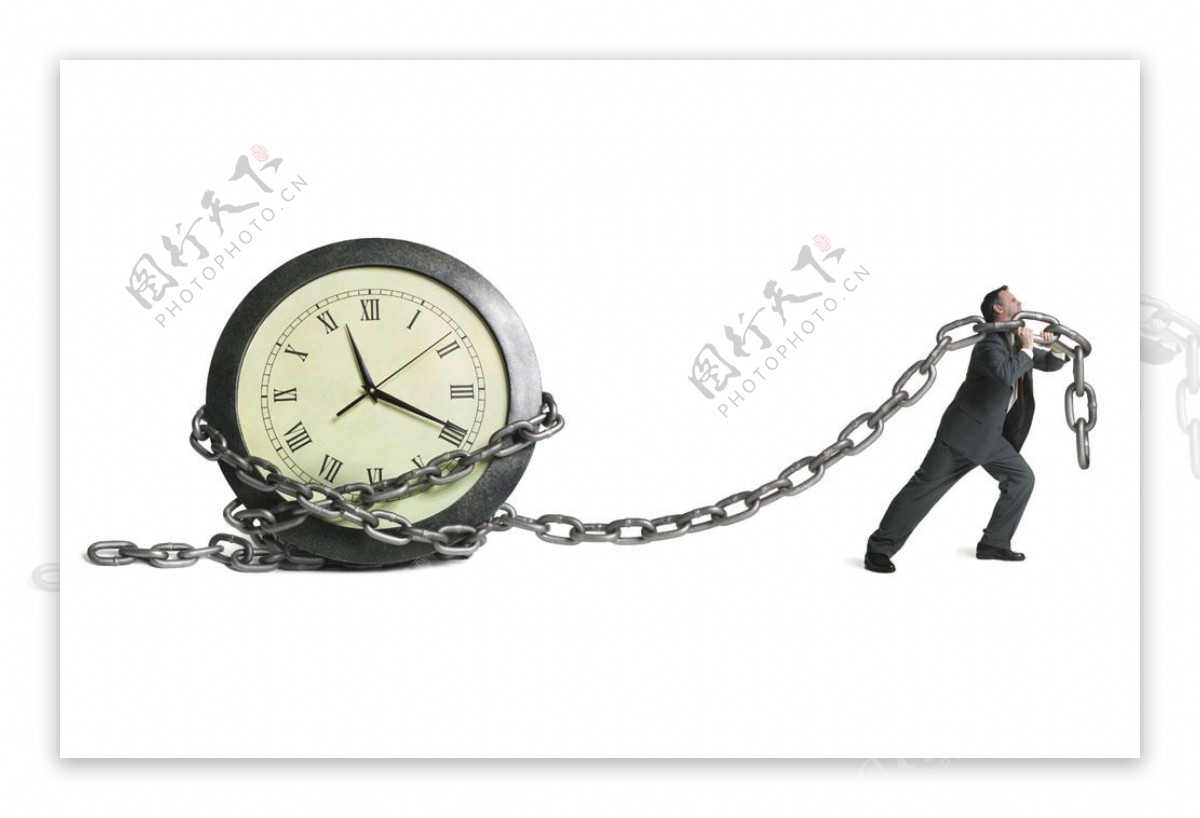 铁链时钟商务人物图片