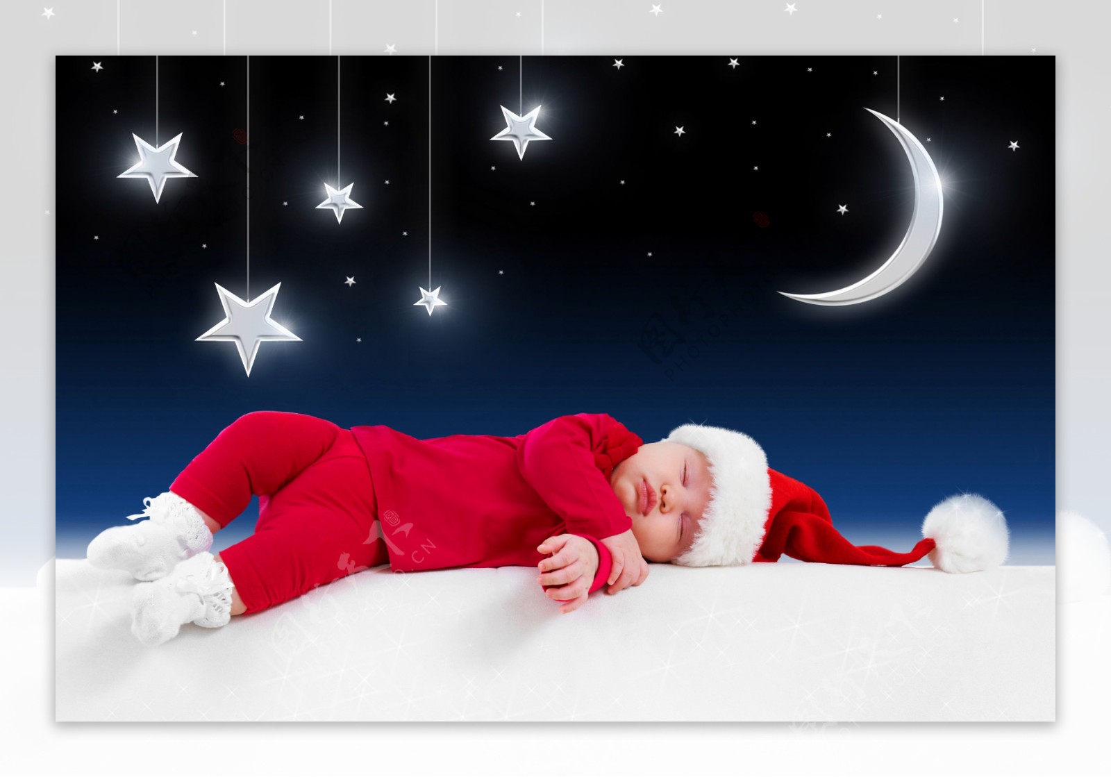 睡着的圣诞儿童图片