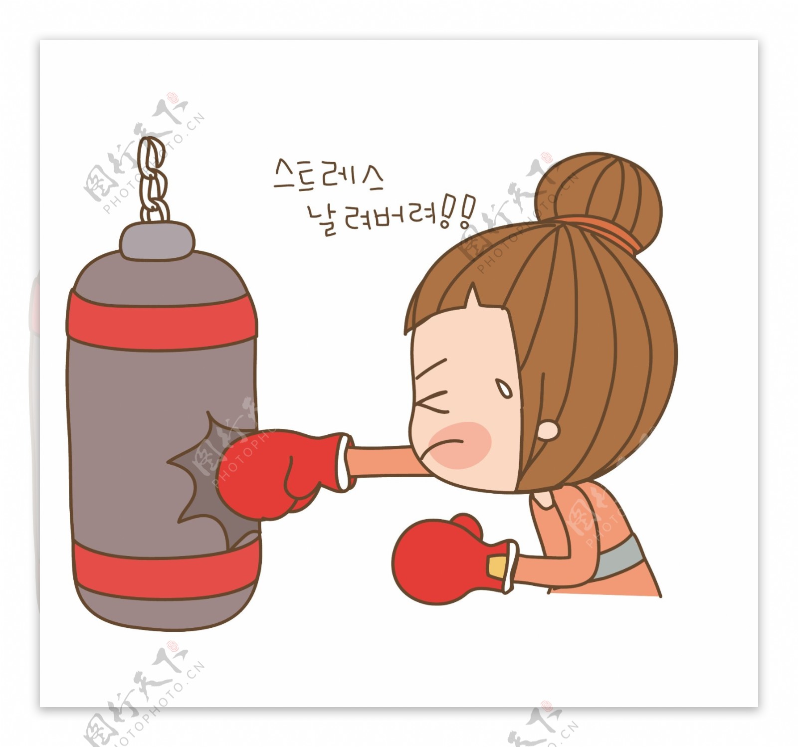 卡通韩国玩拳击EPS